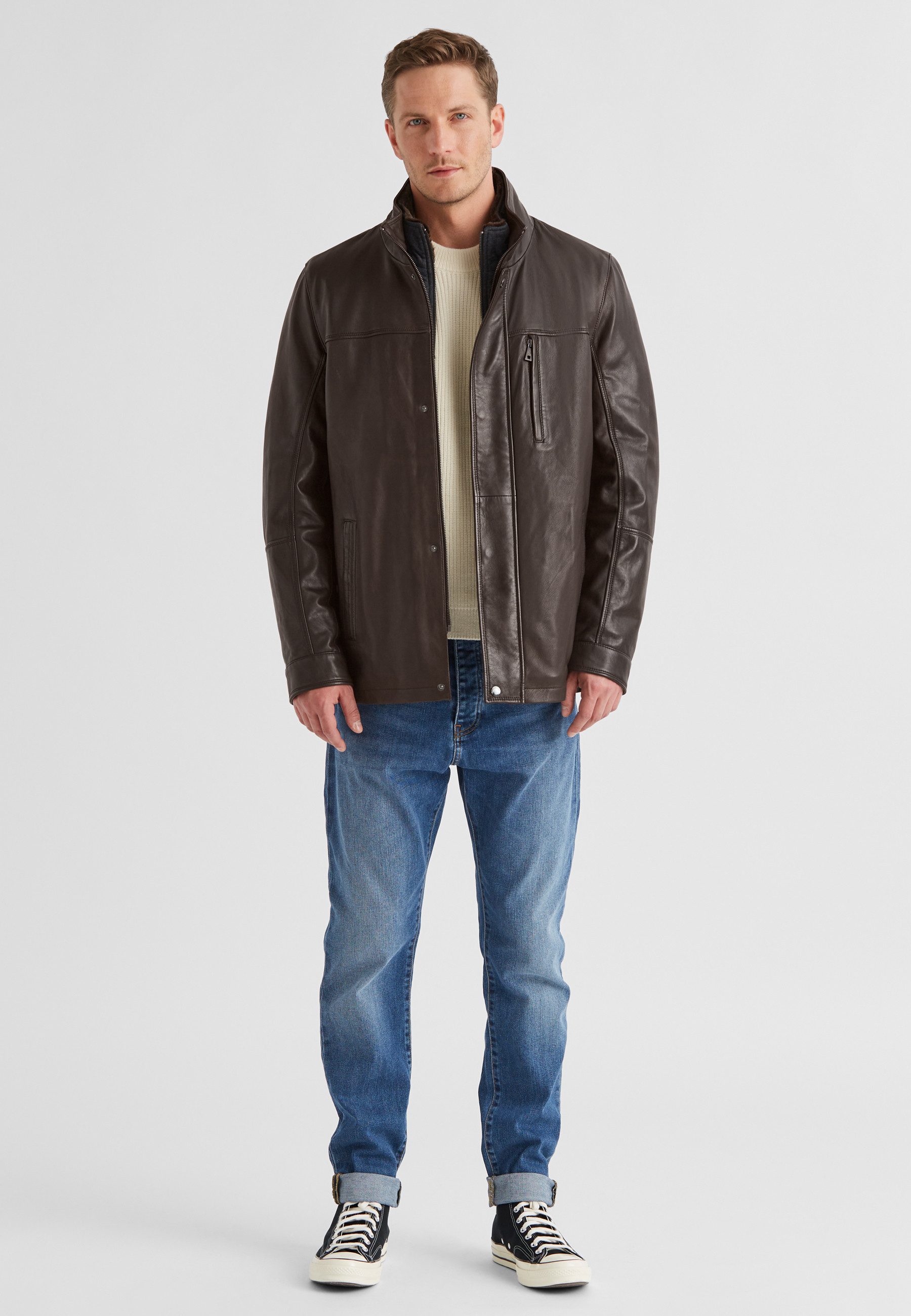 Milestone Lederjacke MSBernardo Herren Bikerjacke Jacke Leder klassisch lockere Passform