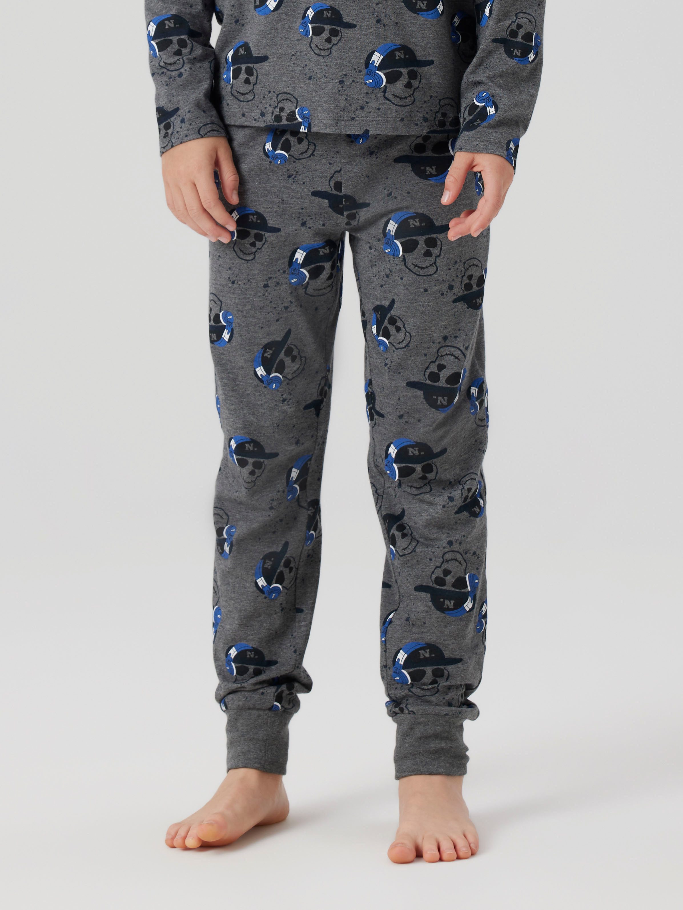 Name It Pyjama NKMNIGHTSET DARK GREY MEL SKULL NOOS (Set, 2 tlg)