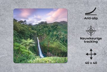 MuchoWow Gaming Mauspad Blick auf einen Wasserfall im fantastischen Regenwald in Costa Rica (1-St), Mousepad mit Rutschfester Unterseite, Gaming, 40x40 cm, XXL, Großes