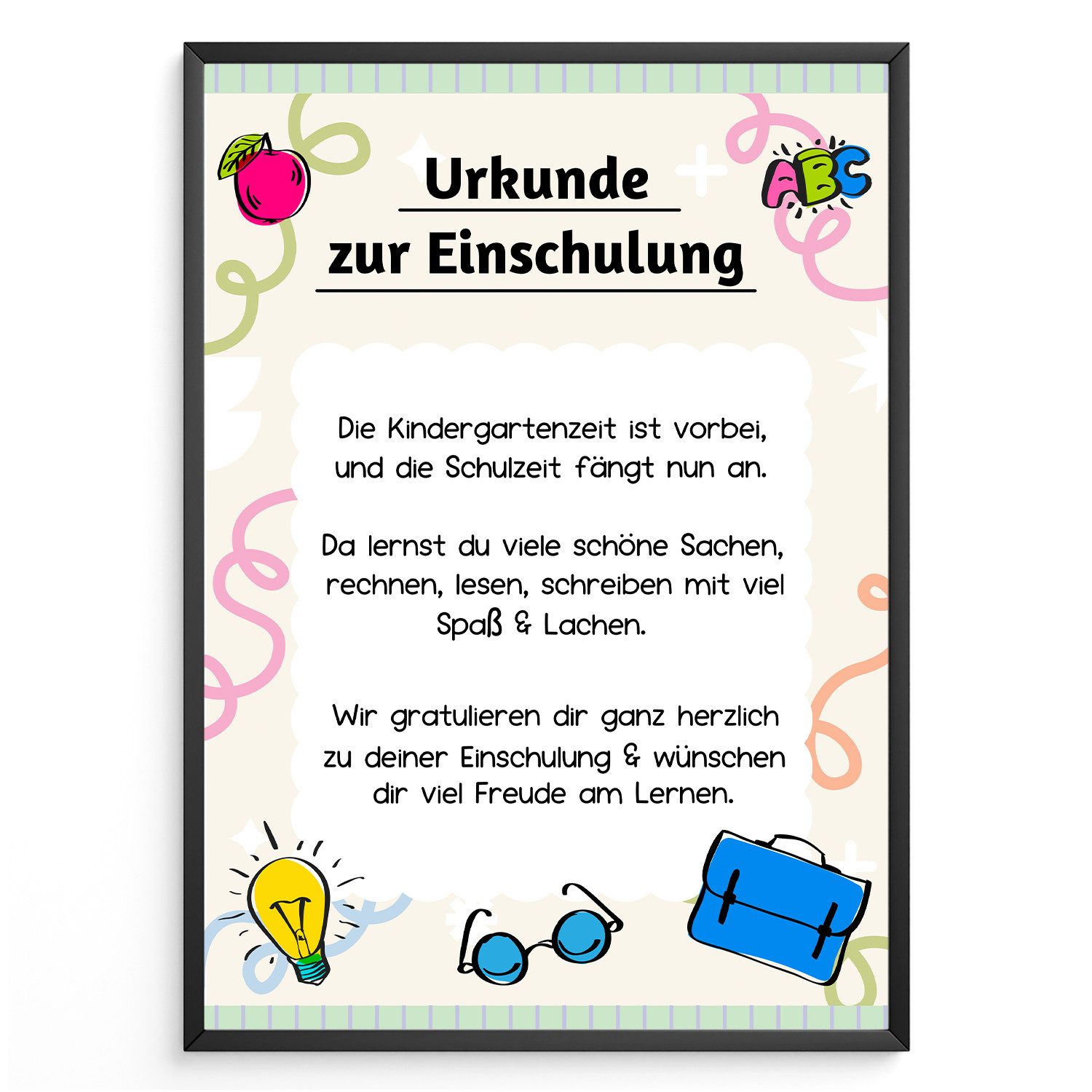 Tigerlino Poster Urkunde Einschulung Geschenkidee Schulkind Schulanfang Kindergarten