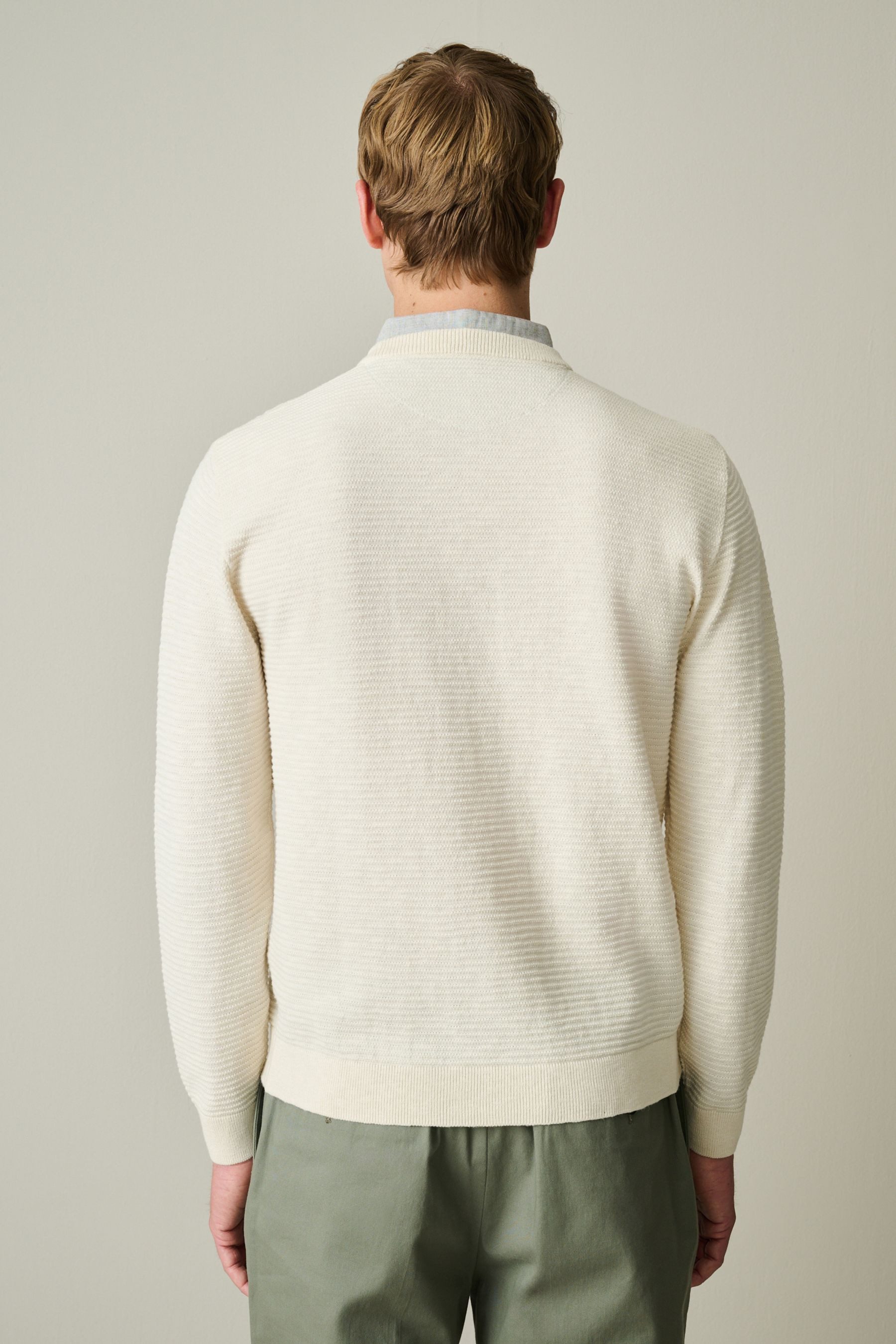 Next 2-in-1-Pullover Strukturierter Pullover mit Hemdkragen und Leinen (1-tlg)
