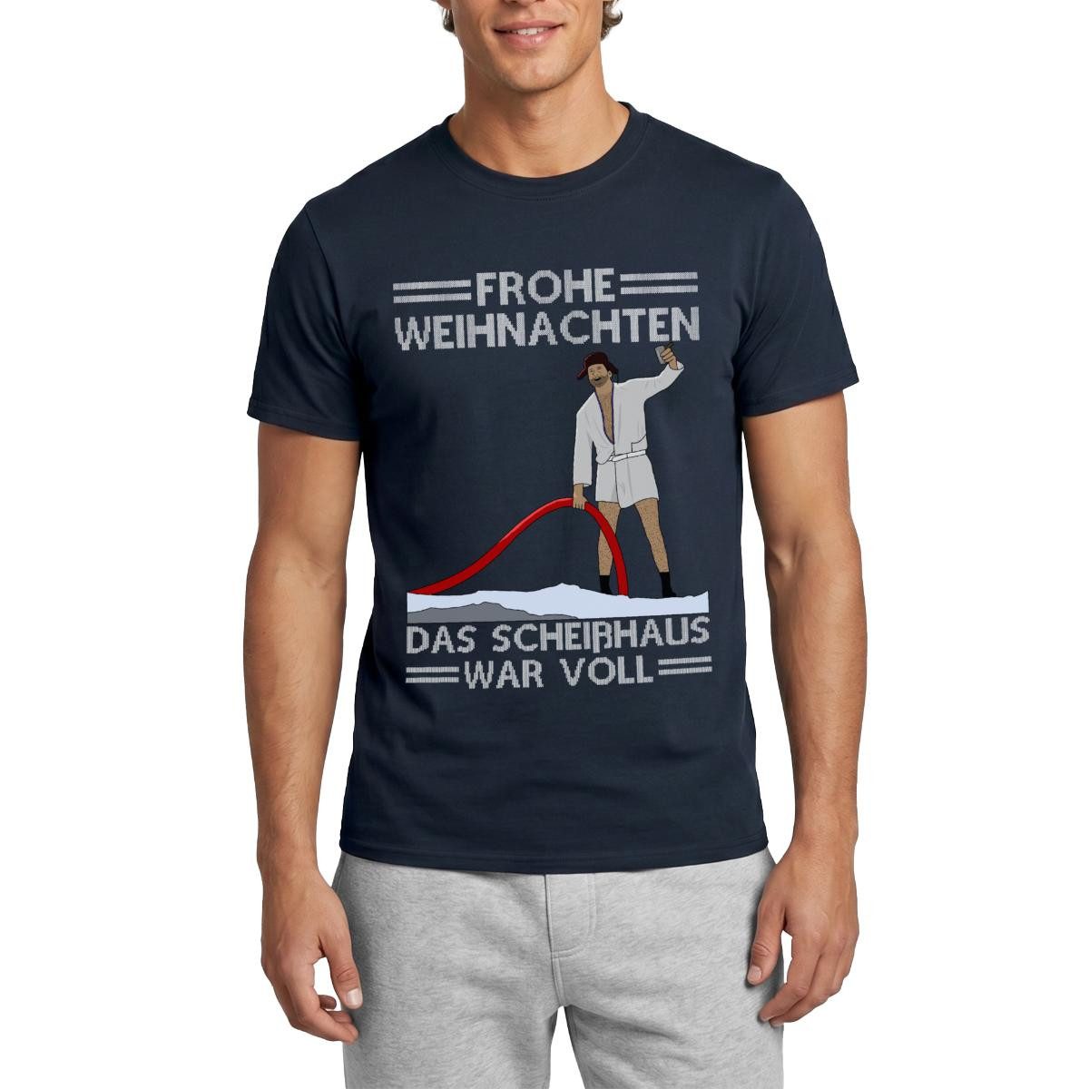 T-Shirt Frohe Weihnachten Scheißhaus War Voll Ugly Christmas Männer T-Shirt