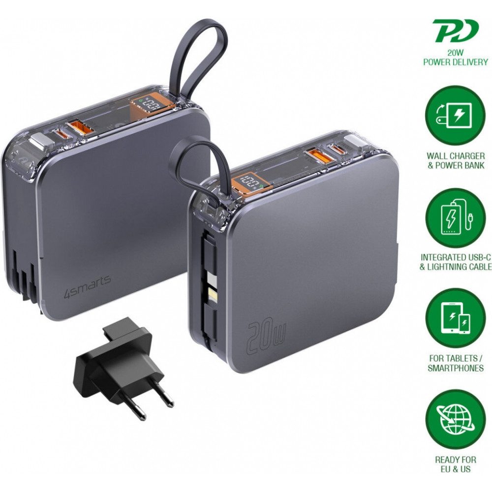4smarts Powerbank 3-in-1 Ladestation und Powerbank, 3-in-1 Ladestation und Powerbank