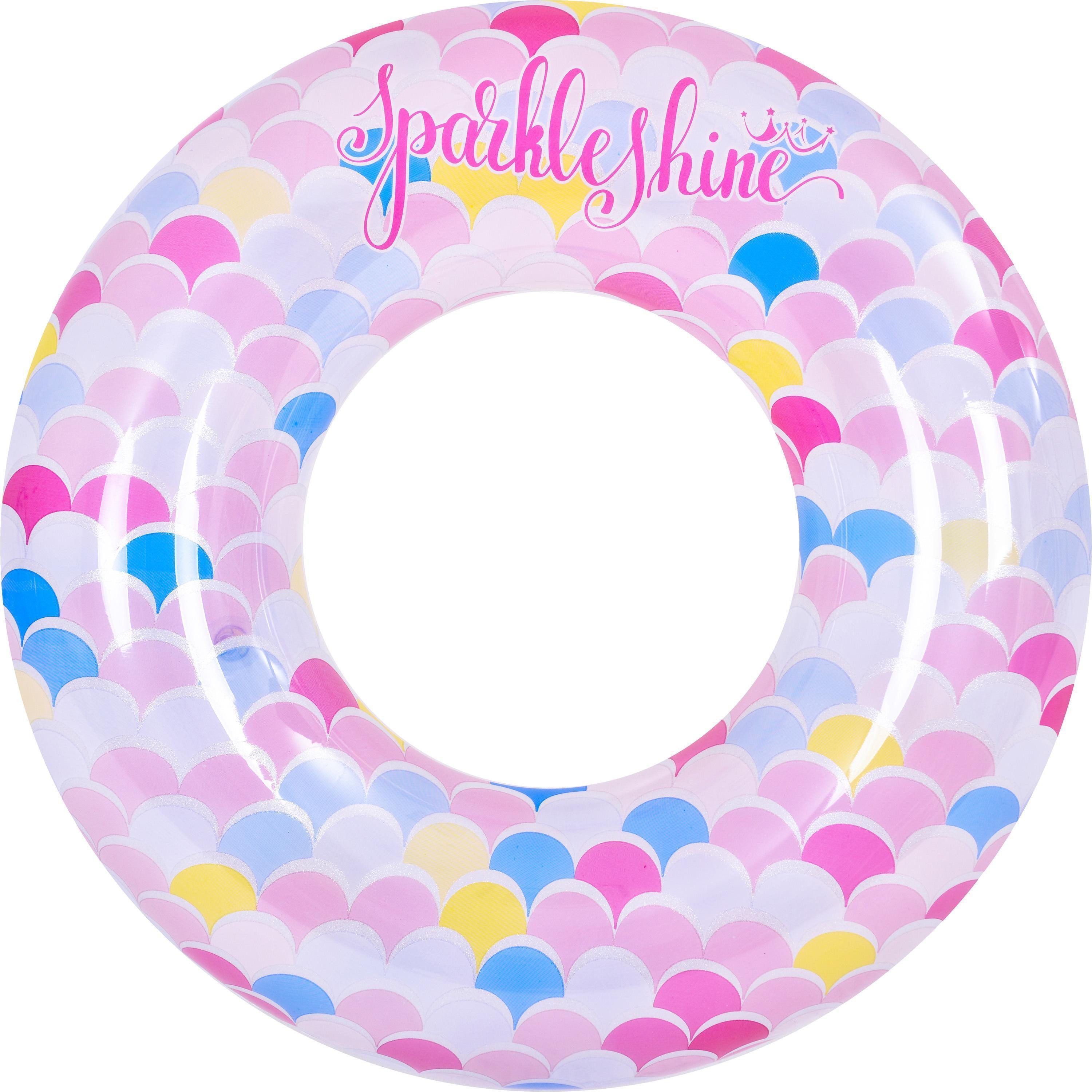 SunClub Schwimmring Schwimmtier bunt mit Schuppenmuster aufblasbar (Packung, 1-tlg), 90 cm mit Sicherheitsventil