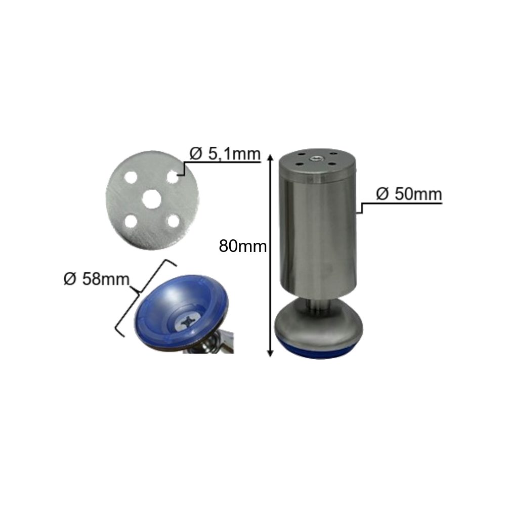 HOOZ Möbelfuß 4er Set Möbelfuß Edelstahl 8cm - höhenverstellbar, (Set, 4-St., 8 cm), in 4 verschiedenen Größen