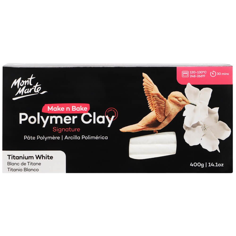 Mont Marte Глина Make n Bake Polymer Clay Weiß 400g -Weiche Глина, Ofenhärtend, geschmeidig & leicht zu formen-Ideal für Schmuck, Figuren & Skulpturen