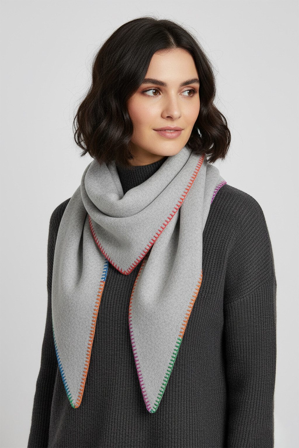 Faera Modeschal Regenbogen Zierkante Sehr Weich, (1-St), 9430 in Grau günstig online kaufen