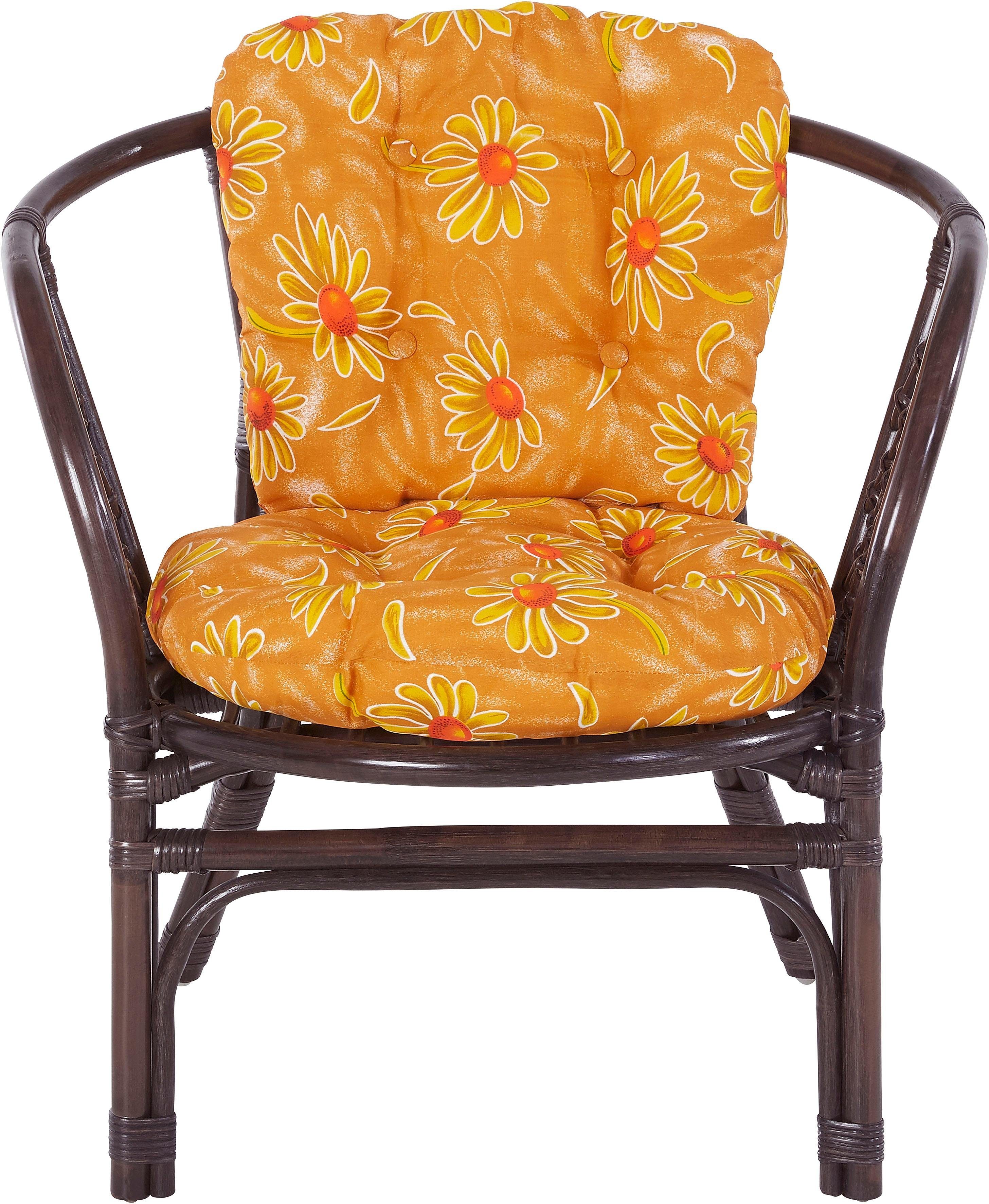 Home affaire Rattanstuhl Rattansessel, im 2er-Set aus Rattan und passenden Kissenauflagen, Breite 66 cm