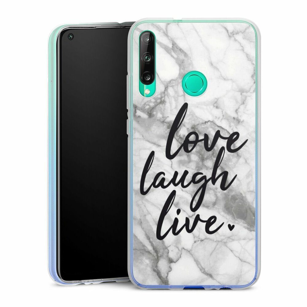 DeinDesign Handyhülle Marmor Sprüche Liebe Love, Laugh, Live Marmor, Huawei P40 Lite E Silikon Hülle Bumper Case Handy Schutzhülle
