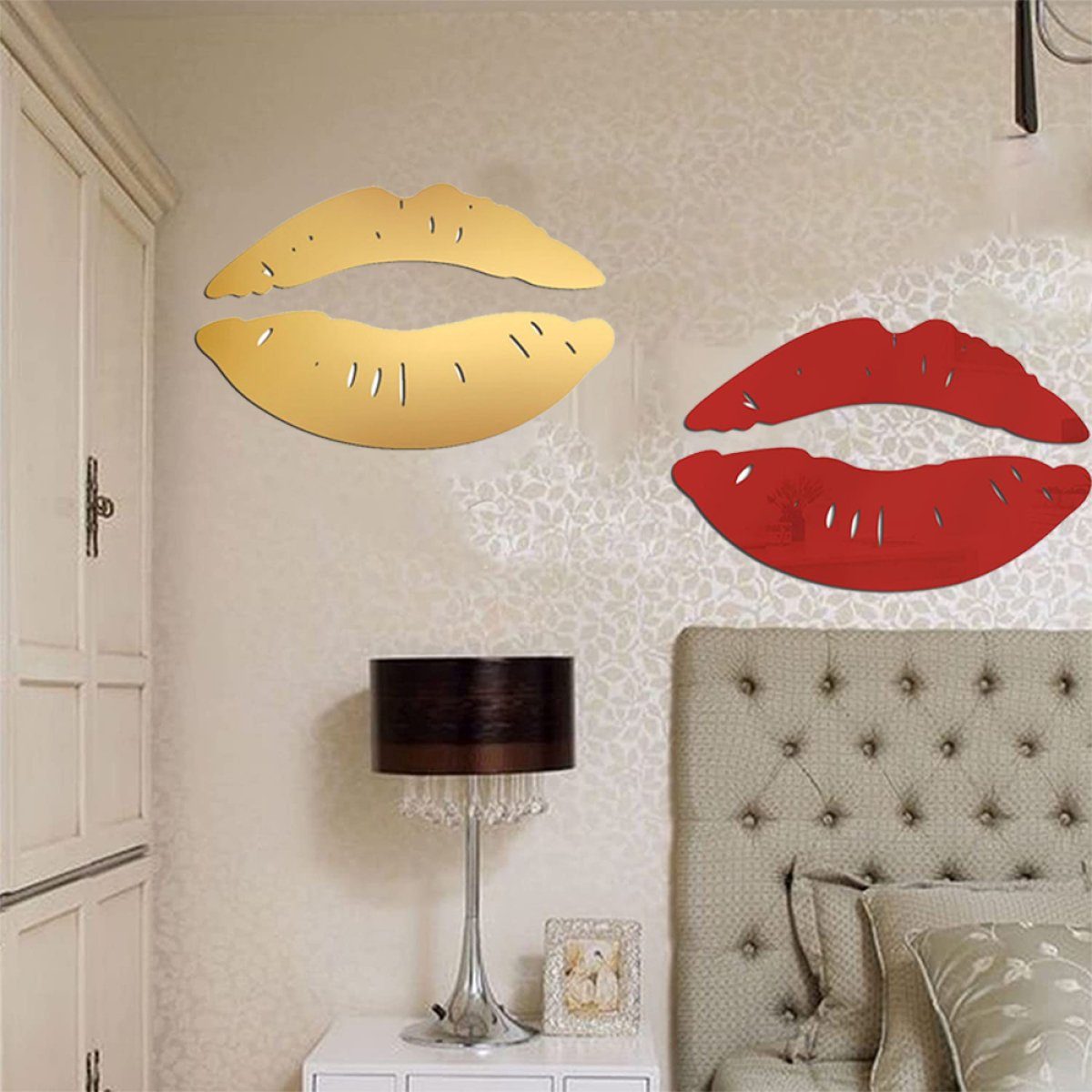 Spiegel Wandsticker Wandtattoo Acryl Lip DIY 3D Kunst Moderne Kuss Wandaufkleber Houhence