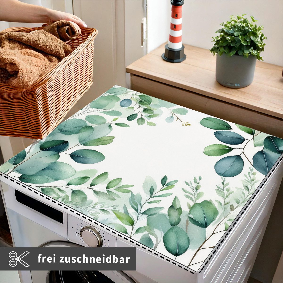 Tabletop Antirutschmatte Waschmaschinenauflage Blätter Textil-Finish waschbar, 1-St., Rutschfeste Gummi Unterlage als Trockner Waschmaschinen-Abdeckung