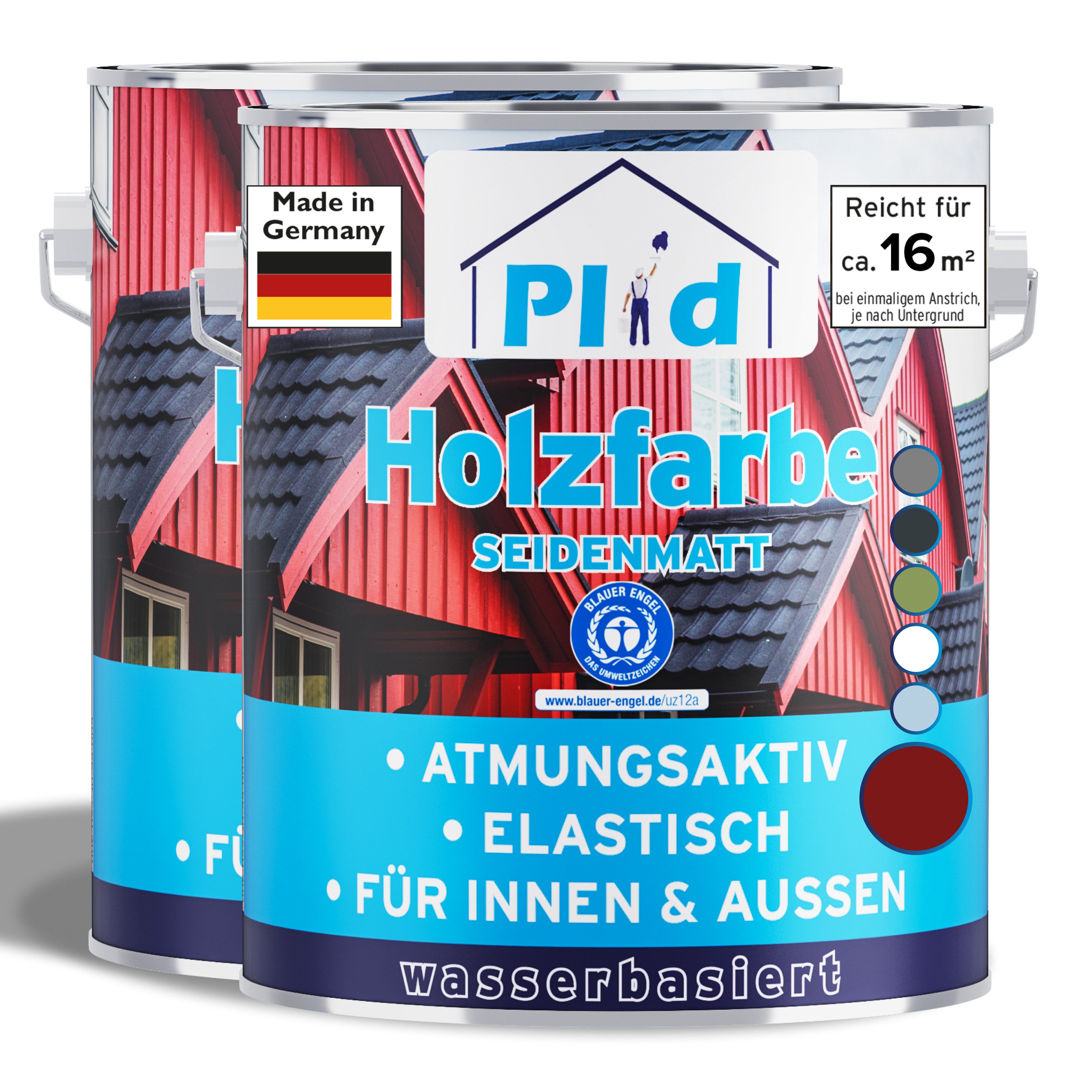 plid Holzlack Holzfarbe Holzlack Schwedenhausfarbe Landhausfarbe Dauerschutzfarbe, Schnelltrocknend, verarbeitungsfertig