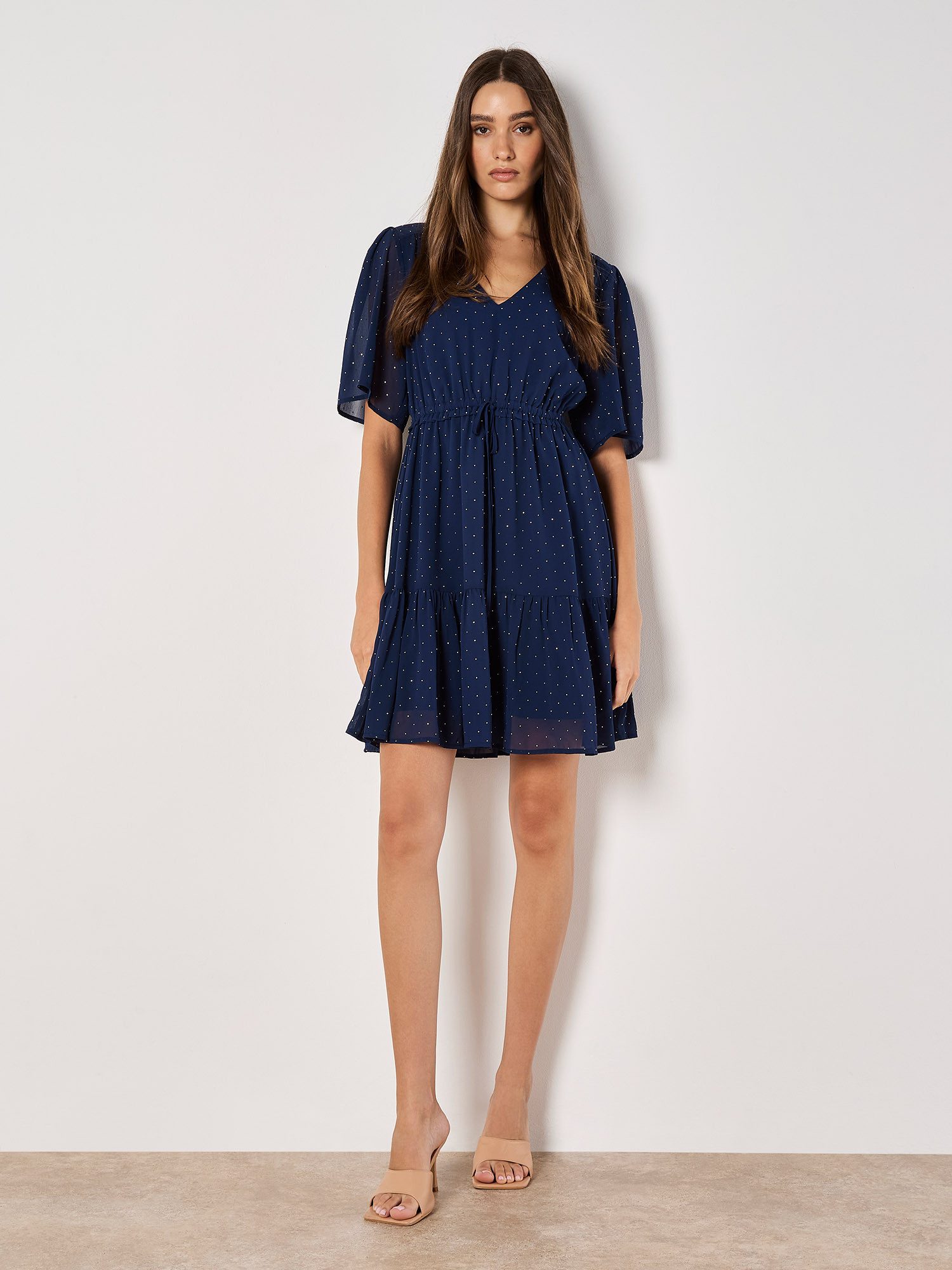 Apricot Chiffonkleid Minikleid, mit Punkten günstig online kaufen
