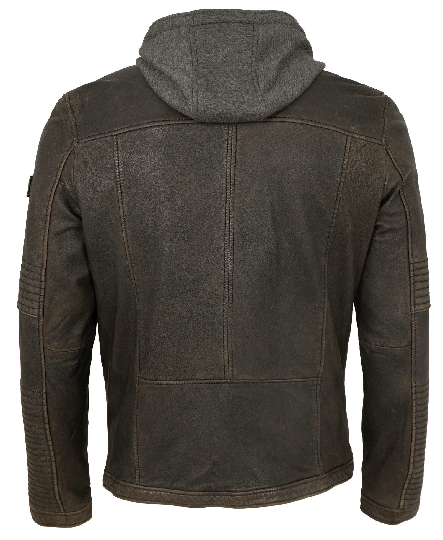 Redpoint Lederjacke Redpoint - Herren Lederjacke Kapuze Lammnappa braun antik holzkohle