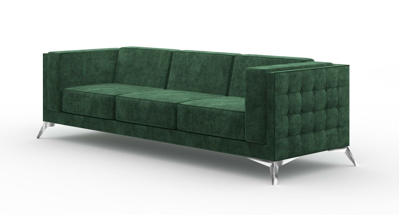 Chesterfield, Sofa Dreisitzer Luxus in Made Couch Moderner Grüner Polster Sofa JVmoebel Europe