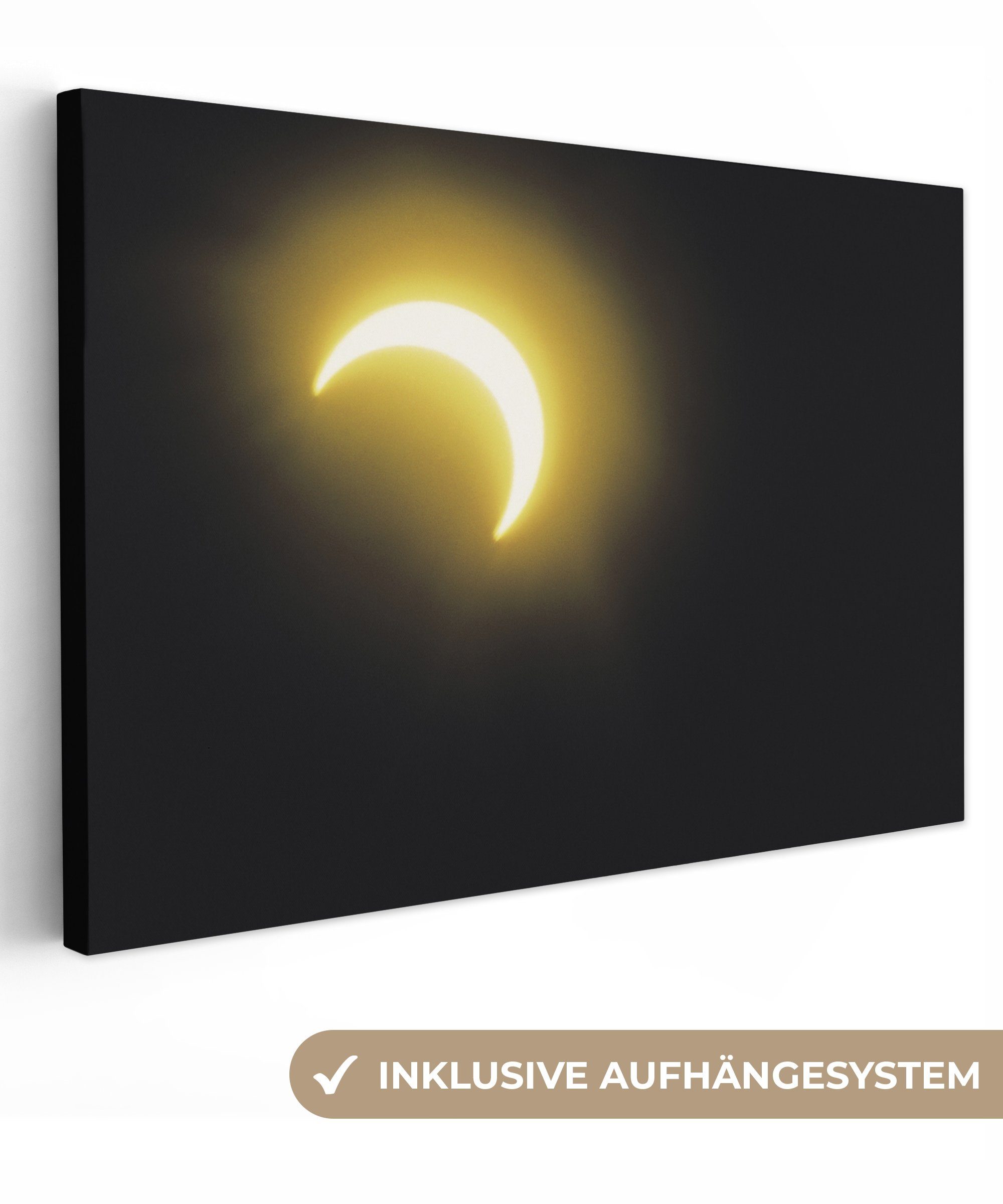 OneMillionCanvasses® Leinwandbild Sonnenfinsternis, (1 St), Wandbild Leinwandbilder, Aufhängefertig, Wanddeko, 30x20 cm