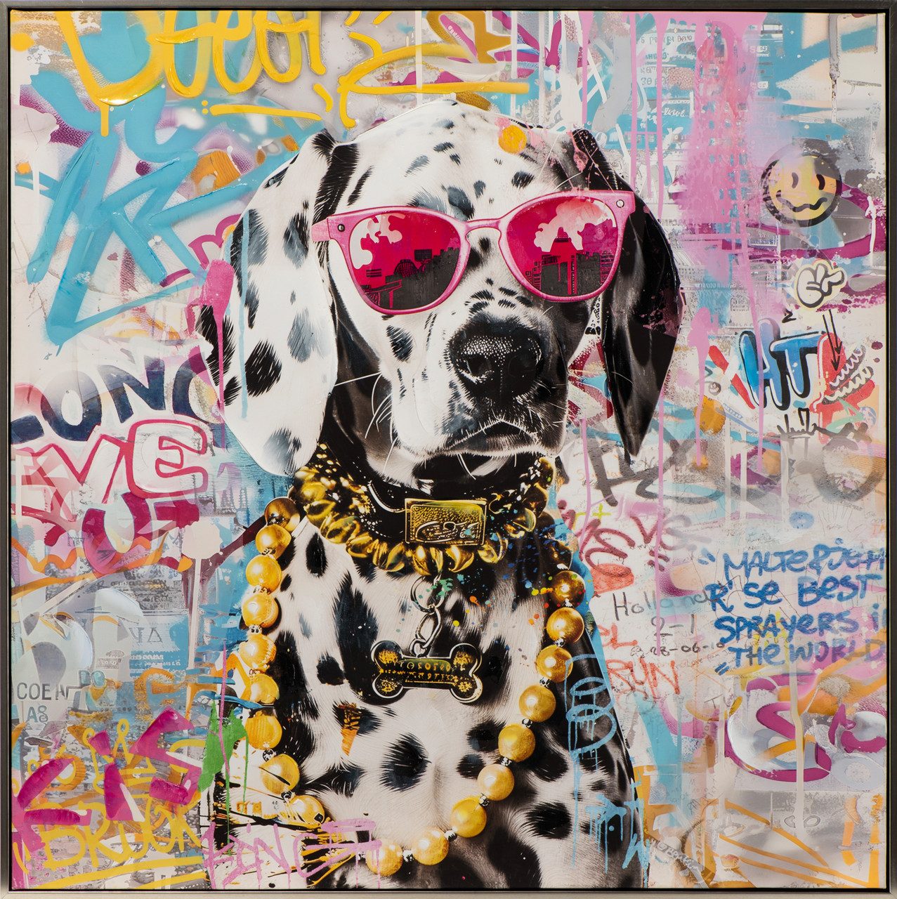 ArtUniverse Gemälde Leinwandbild Make Your Life Pink Dalmatian! 80 x 80 cm, Tiermotiv