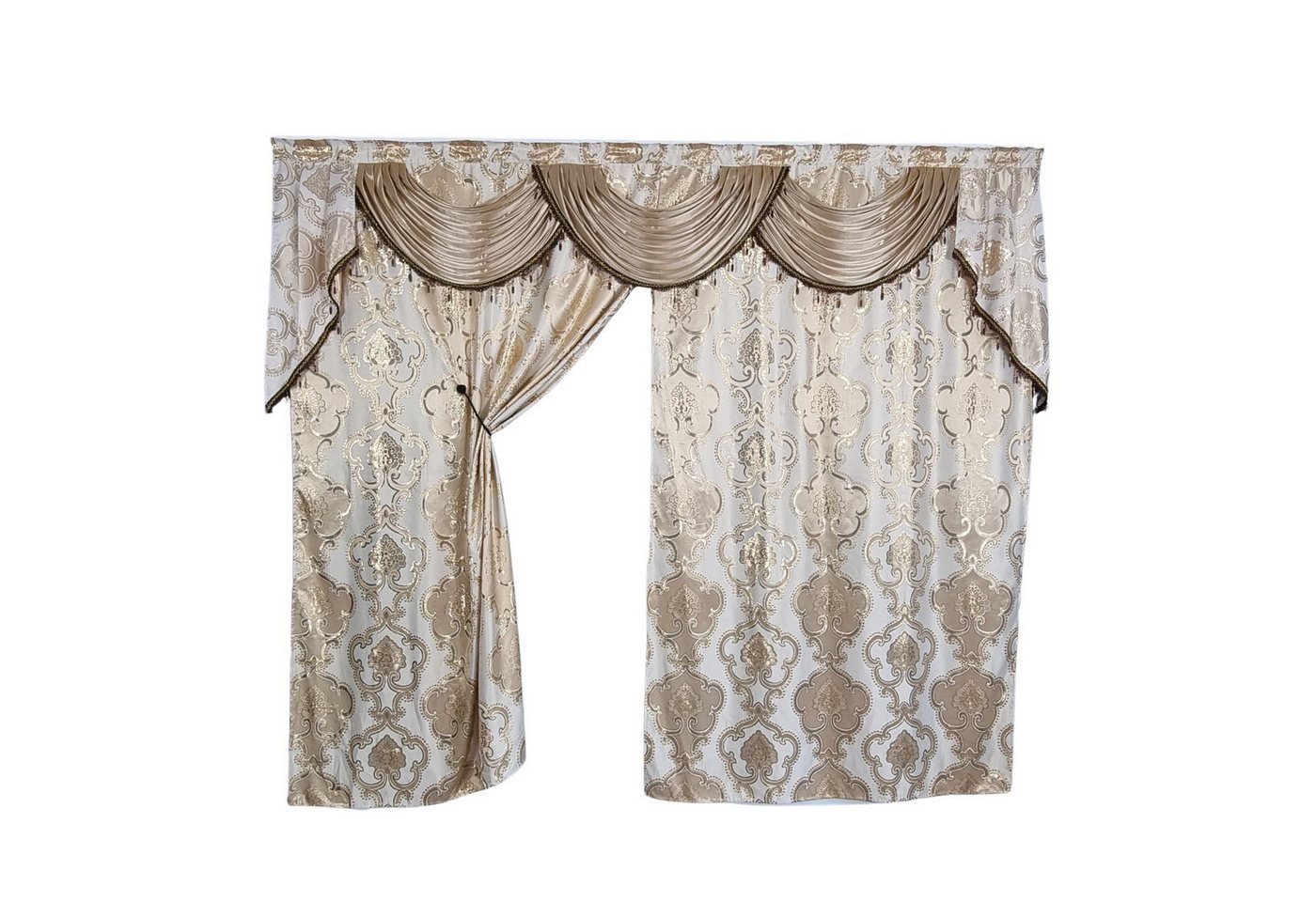 Gardinen by Justyna Verdunkelungsvorhang Barock Gardine Beige, Kräuselband, blickdicht, Polyester, Verdunkelung,Kräuselband,Verdunkelt,Barock Stil,Orientalisch Perde