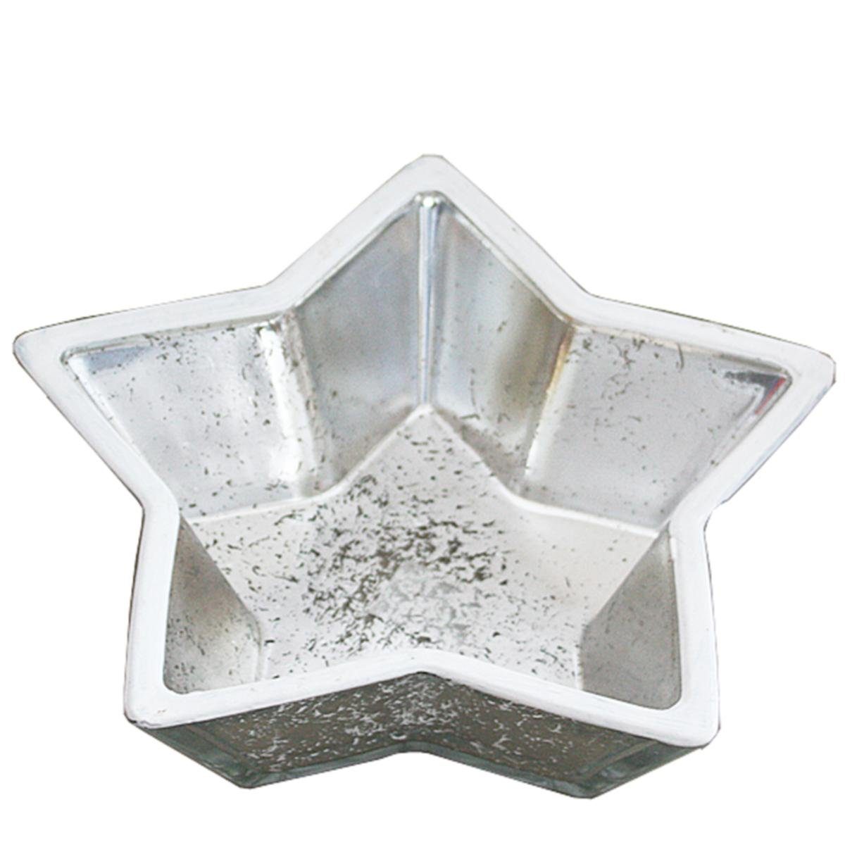 ca. cm D, weißem (Stück) mit 440s Glas, Stern Schale Glas-Schale silbrig Rand BADEN 20