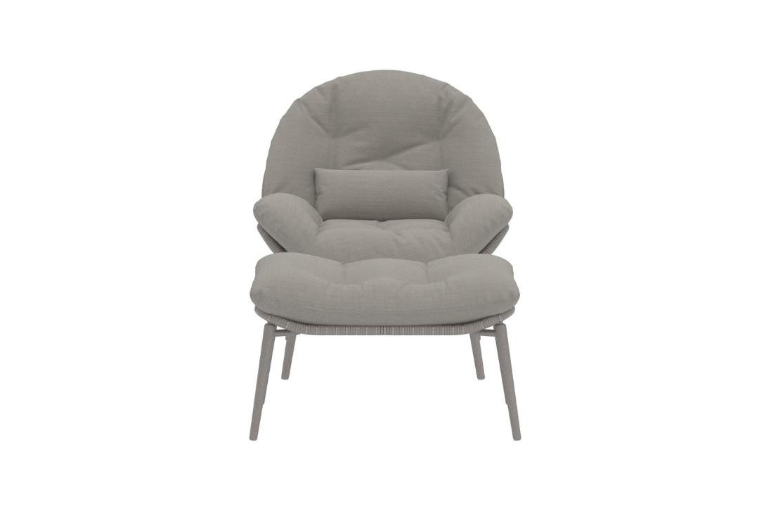 Venture Home Gartenlounge-Sessel Cala Loungesessel mit Fußhocker beige.