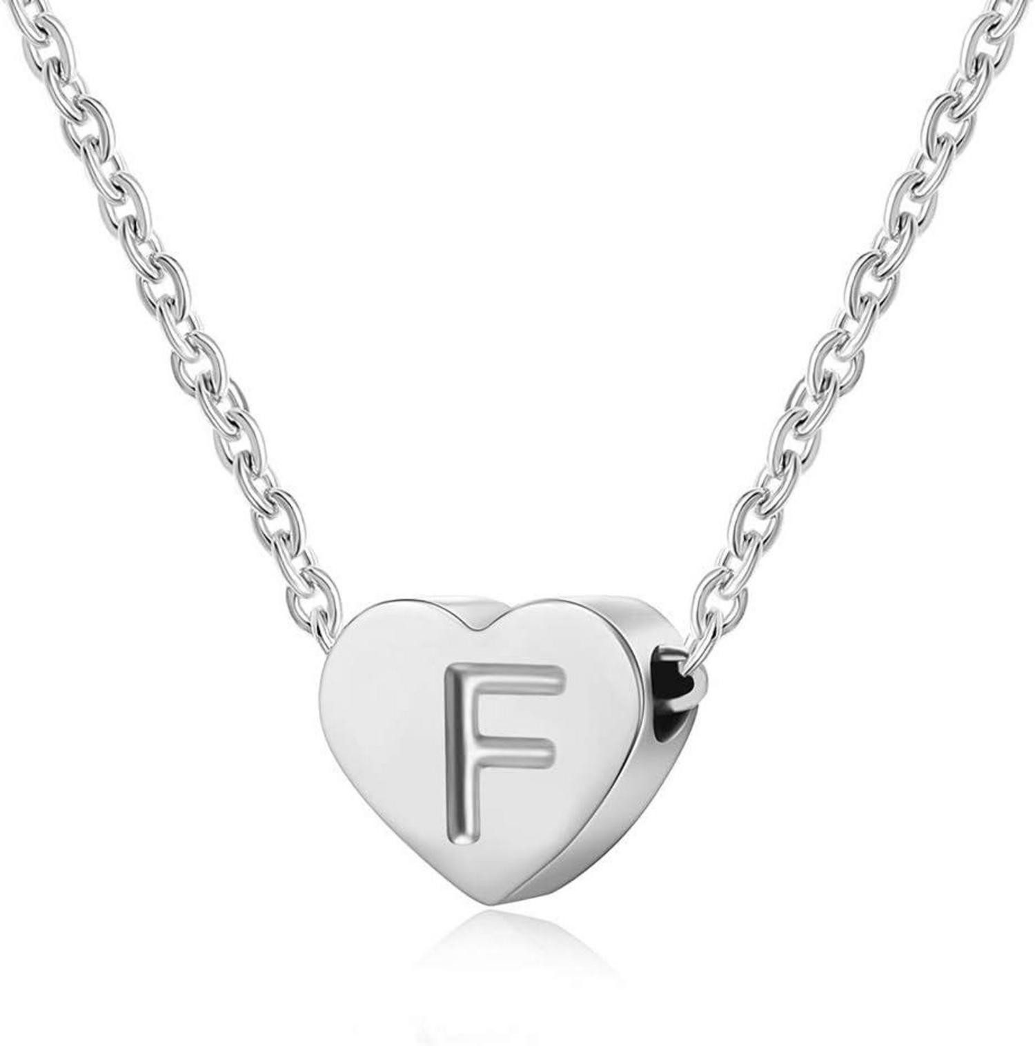 Kette und Anhänger Set Silber Damen Halskette mit Buchstabenherz Anhänger Initialschmuck