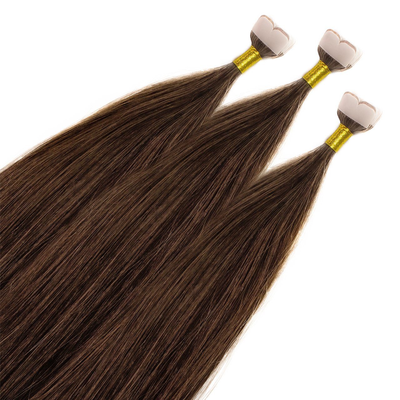 hair2heart Echthaar-Extension Premium Mini Tape Extensions #4/77 Mittelbraun Intensiv 40cm