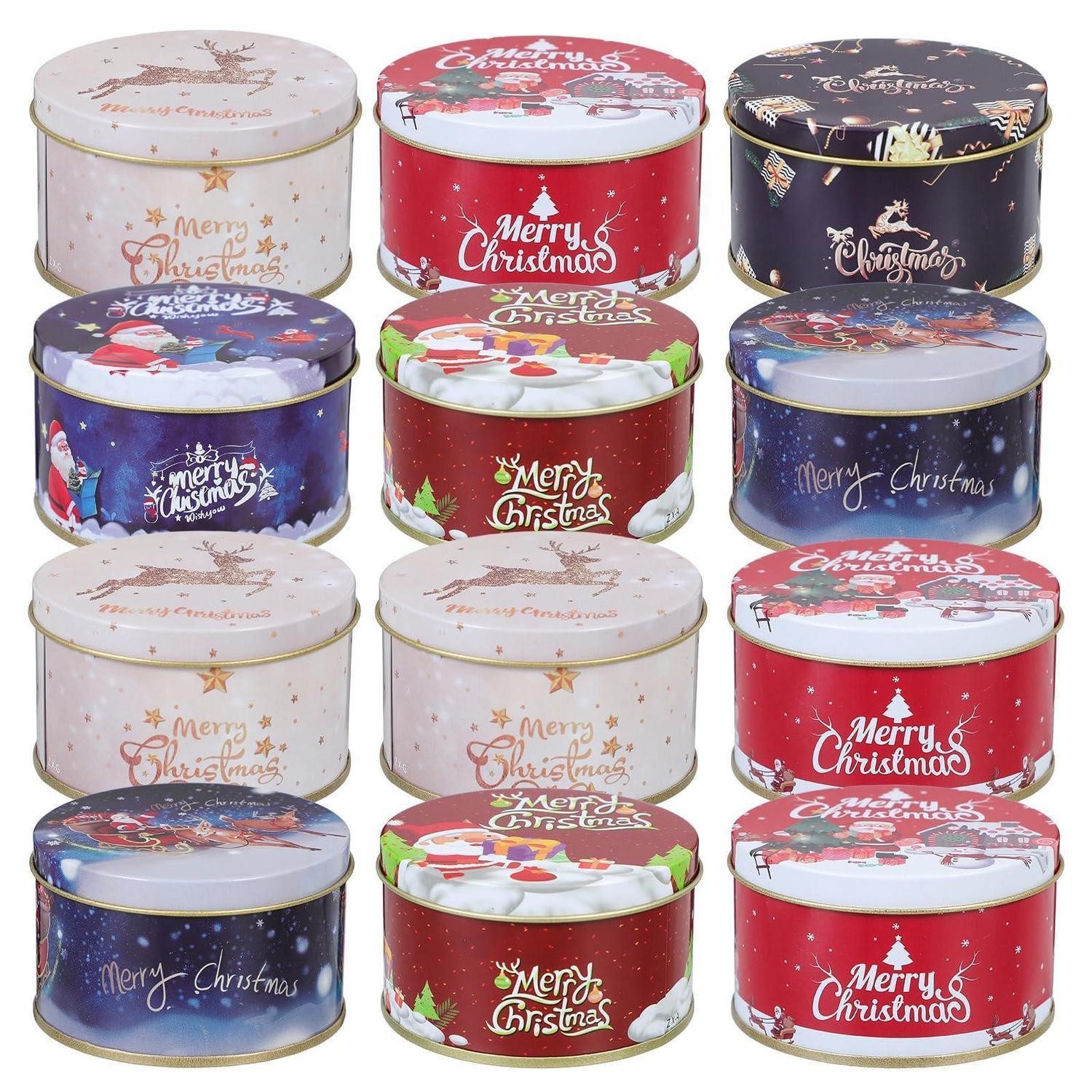 LuxusKollektion Keksdose Blechdose Weihnachten 12er Set Mischfarbe, Metall