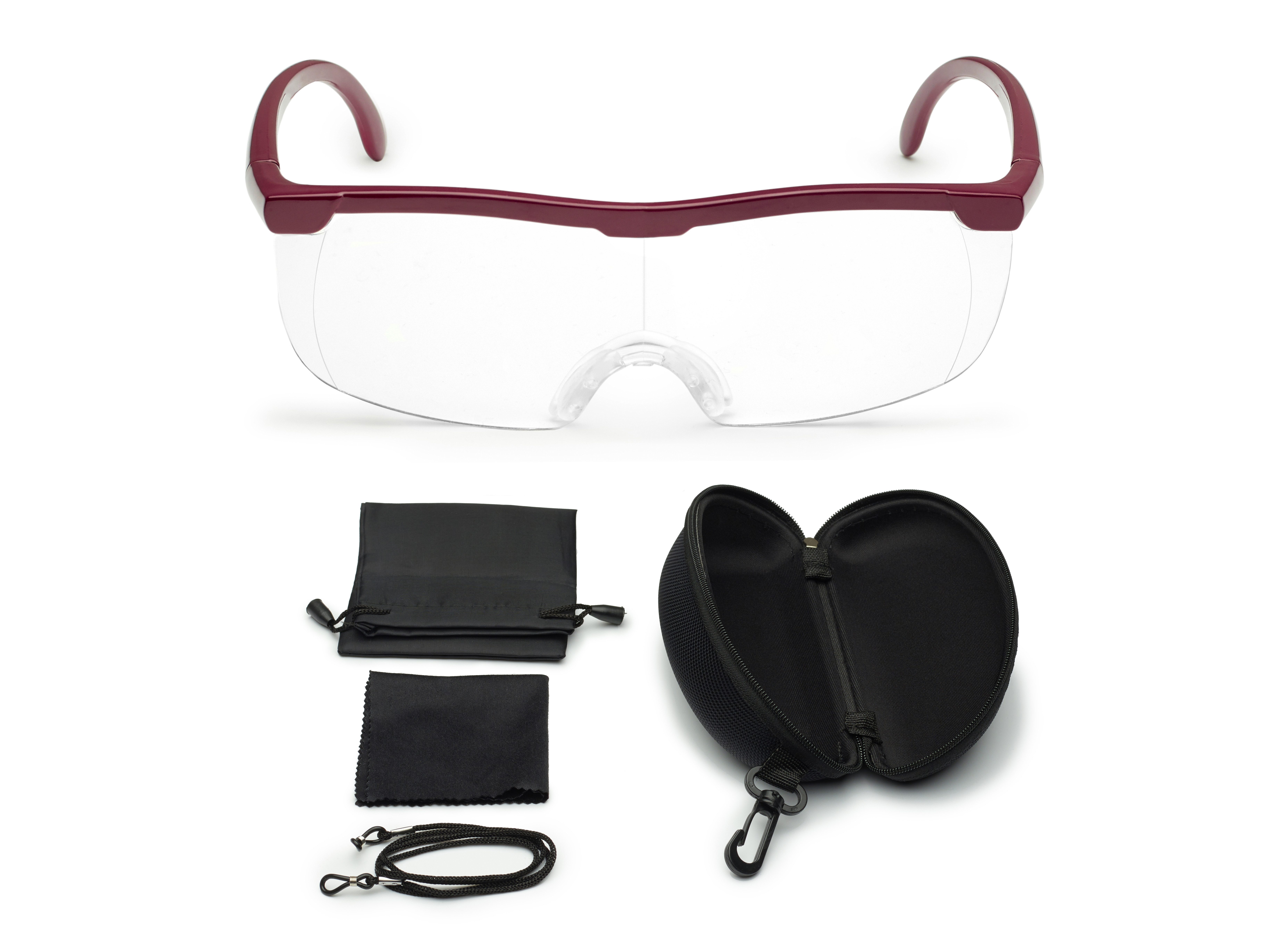 FALINGO Lupenbrille Vergrößerungsbrille Leselupe Lupe auf der Nase Vergrößerung auf 200%, inkl. Hardcase und Zubehör, Geeignet für Brillenträger, Beide Hände frei
