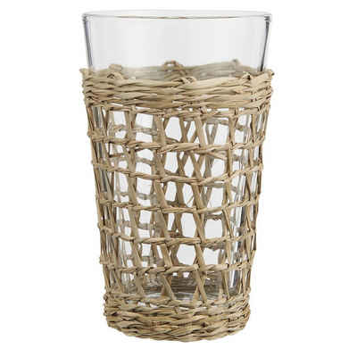 Ib Laursen Glas Ib Laursen Trinkglas mit Strohgeflecht aus Seegras, Glas/Seegras, Strohgeflecht