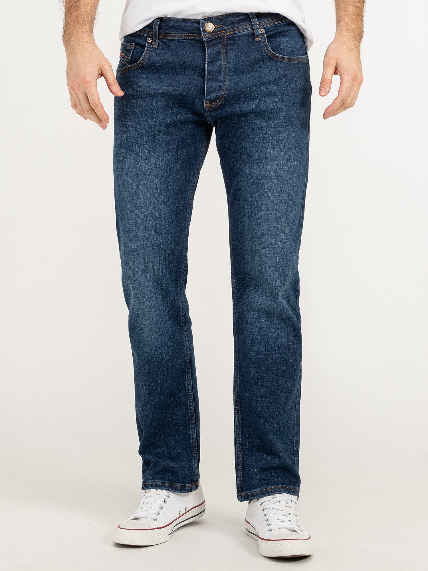 Lorenzo Loren Straight-Jeans Herren Jeans Stretch Blau LL-4008