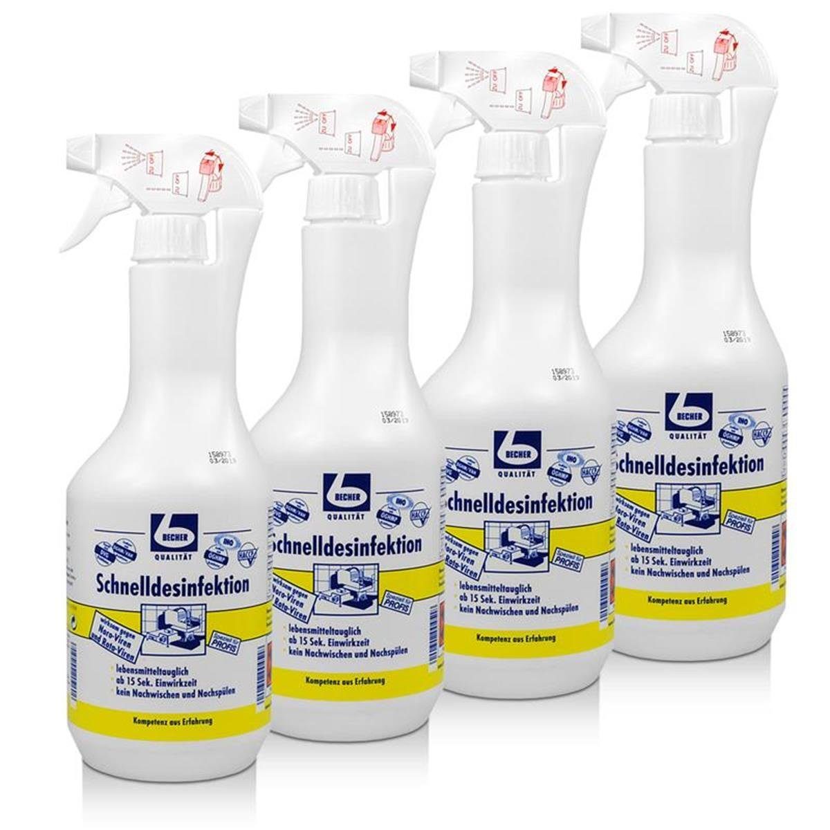 Dr. Becher 4x Dr. Becher Schnelldesinfektion 1 Liter Spezialwaschmittel