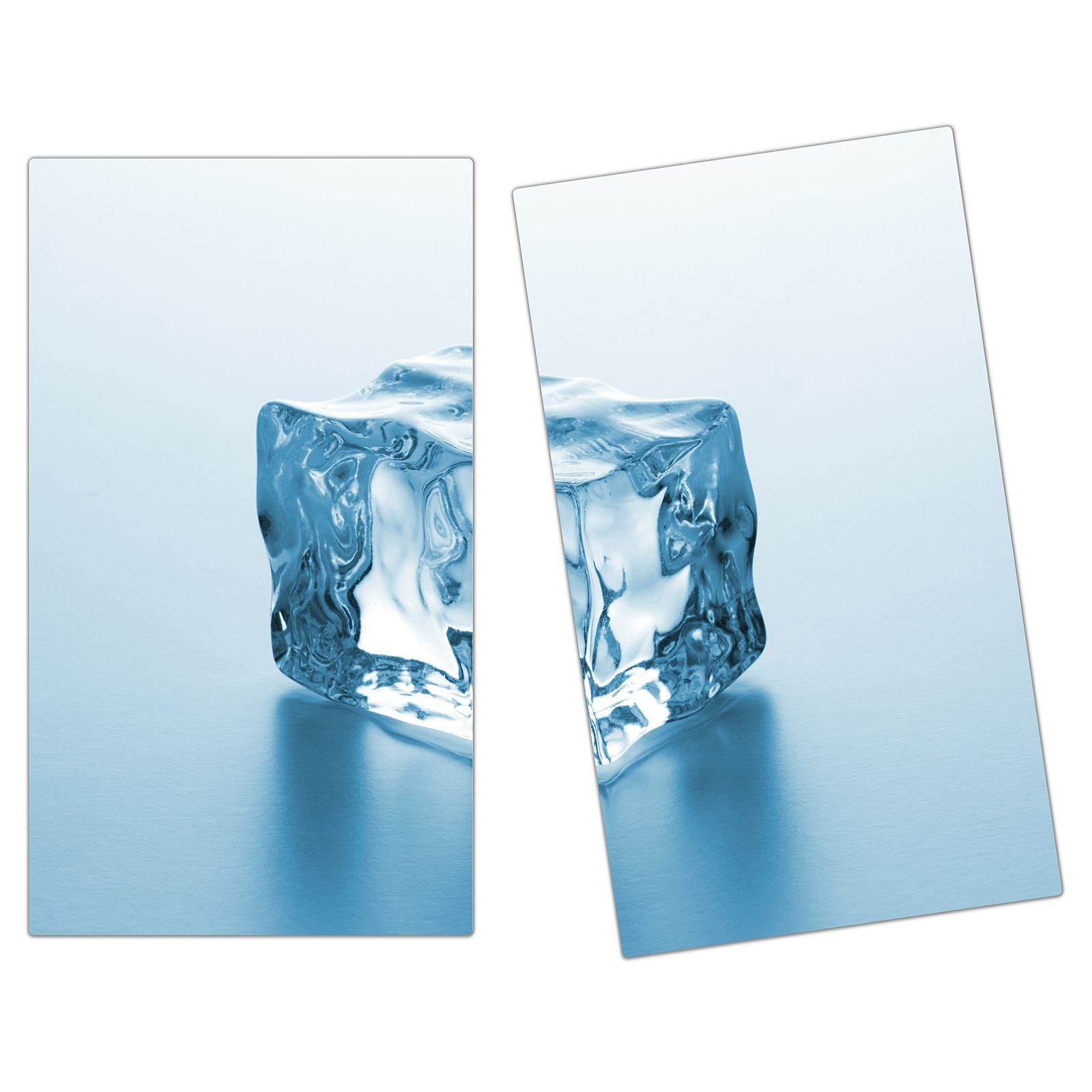 (2 Primedeco aus Spritzschutz Glas Herdabdeckplatte Eiswürfel Glas, Herd-Abdeckplatte tlg) spiegelnd, sich