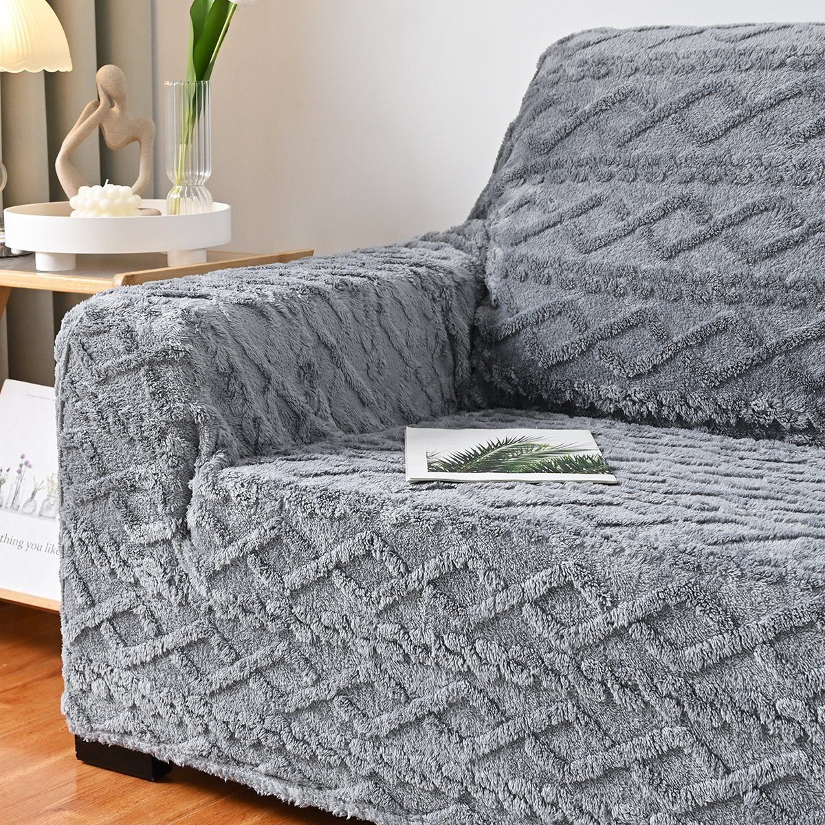 Sofabezug, HOMEIDEAS, elastischer Jacquard-Stoff Sofabezug Möbelbezüge Grau