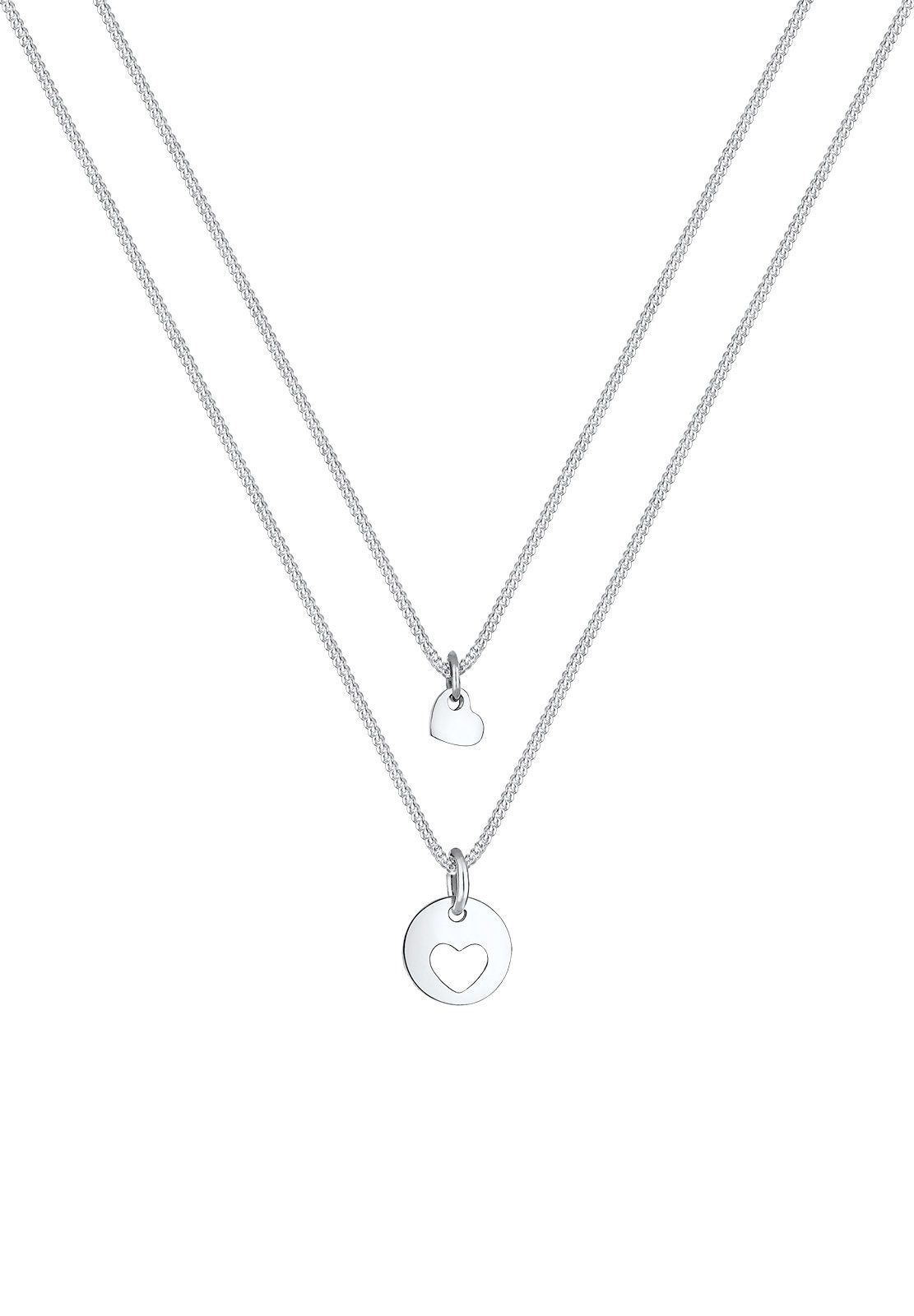 Elli Schmuckset Herz Mutter Kind Cut Out Münze 925 Silber, Herz