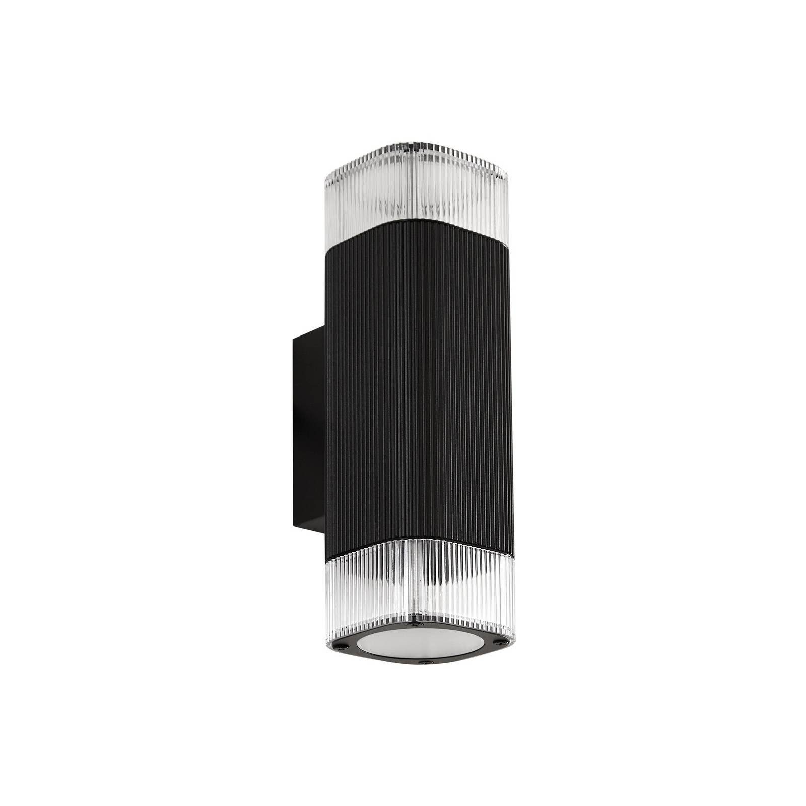 Lindby Außen-Wandleuchte Halvar, Metall, Schwarz IP65, 2 x 10 W LED