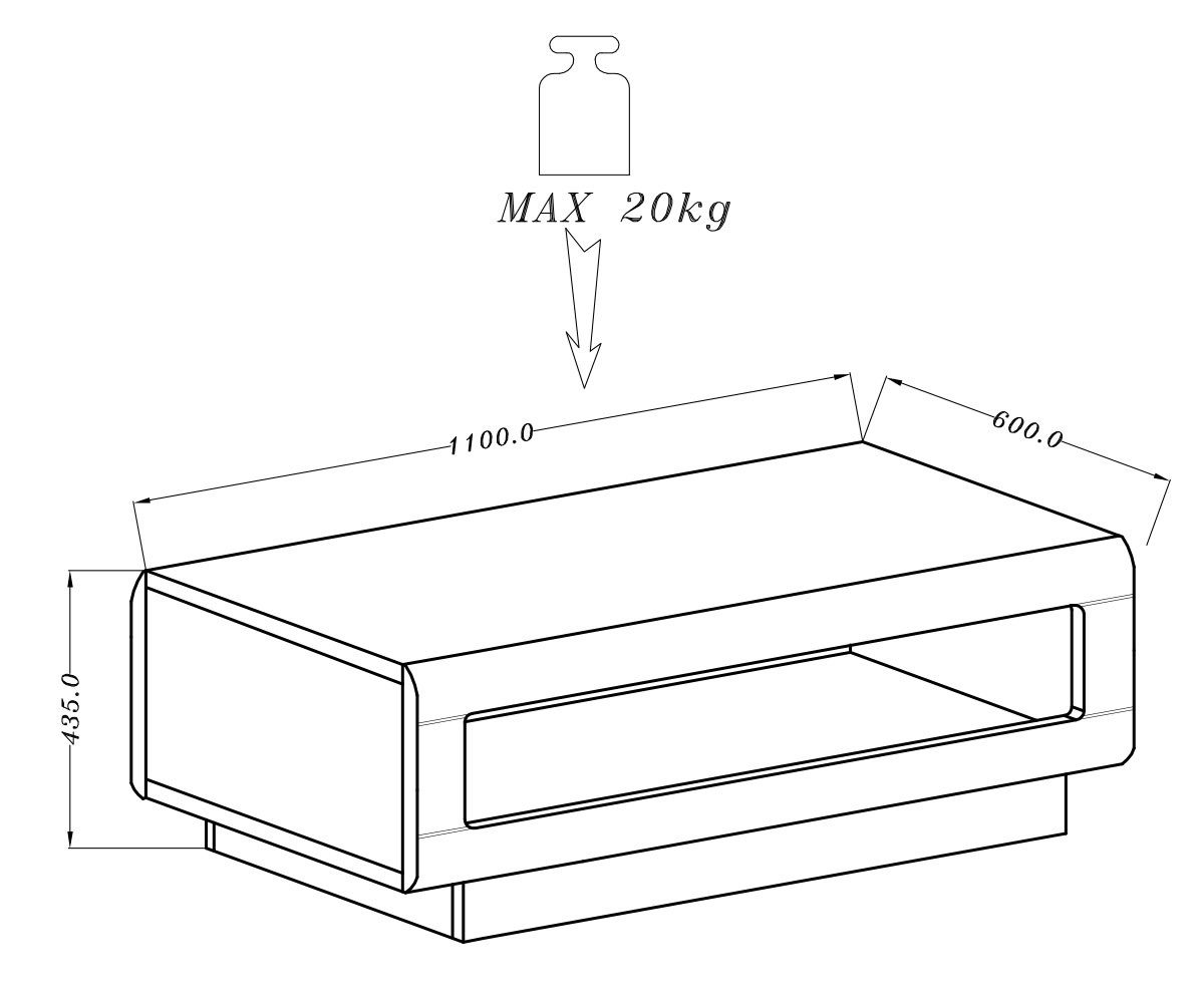 Helvetia Couchtisch Toro (1 Couchtisch, 1-St., ohne Beleuchtung), 641x60x142cm weiß / weiß Hochglanz 1 Teilig