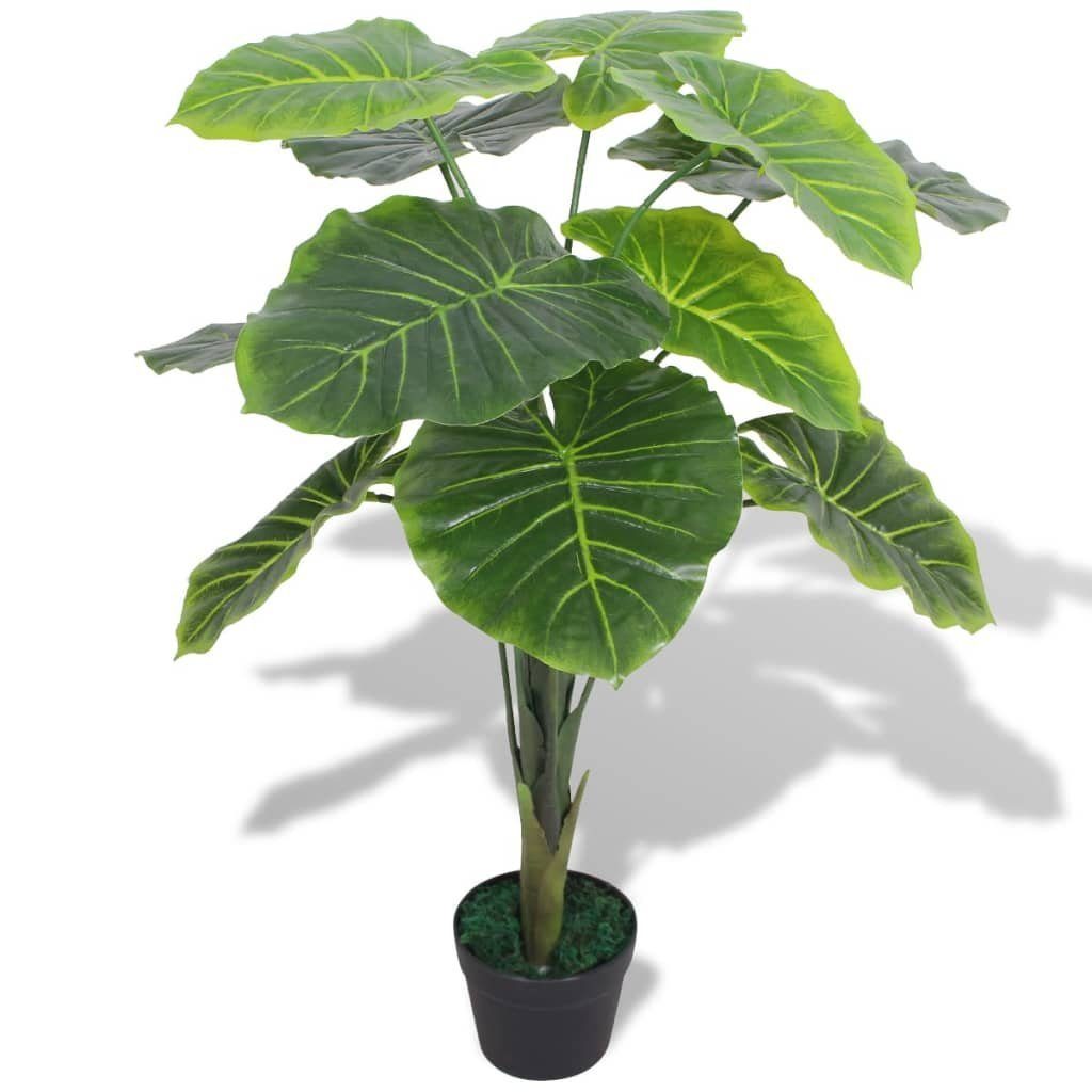 Topf Kunstpflanze Künstliche 85 mit cm furnicato, Pflanze Höhe Grün, 85 cm Taro