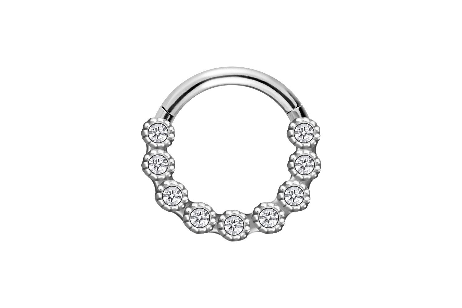 Nasenpiercing Chirurgenstahl Segmentring Clicker 9 KRISTALLE Ohrpiercing Septum Nase