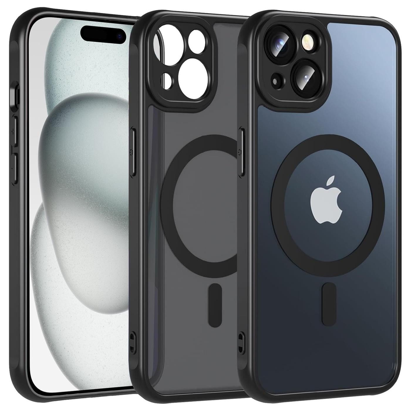 CoolGadget Handyhülle Magnet-Hülle für iPhone 15 Schutzhülle magnetisch 6,1 Zoll, Hülle Matt Stoßfest kompatibel mit Magsafe Zubehör Kameraschutz Case