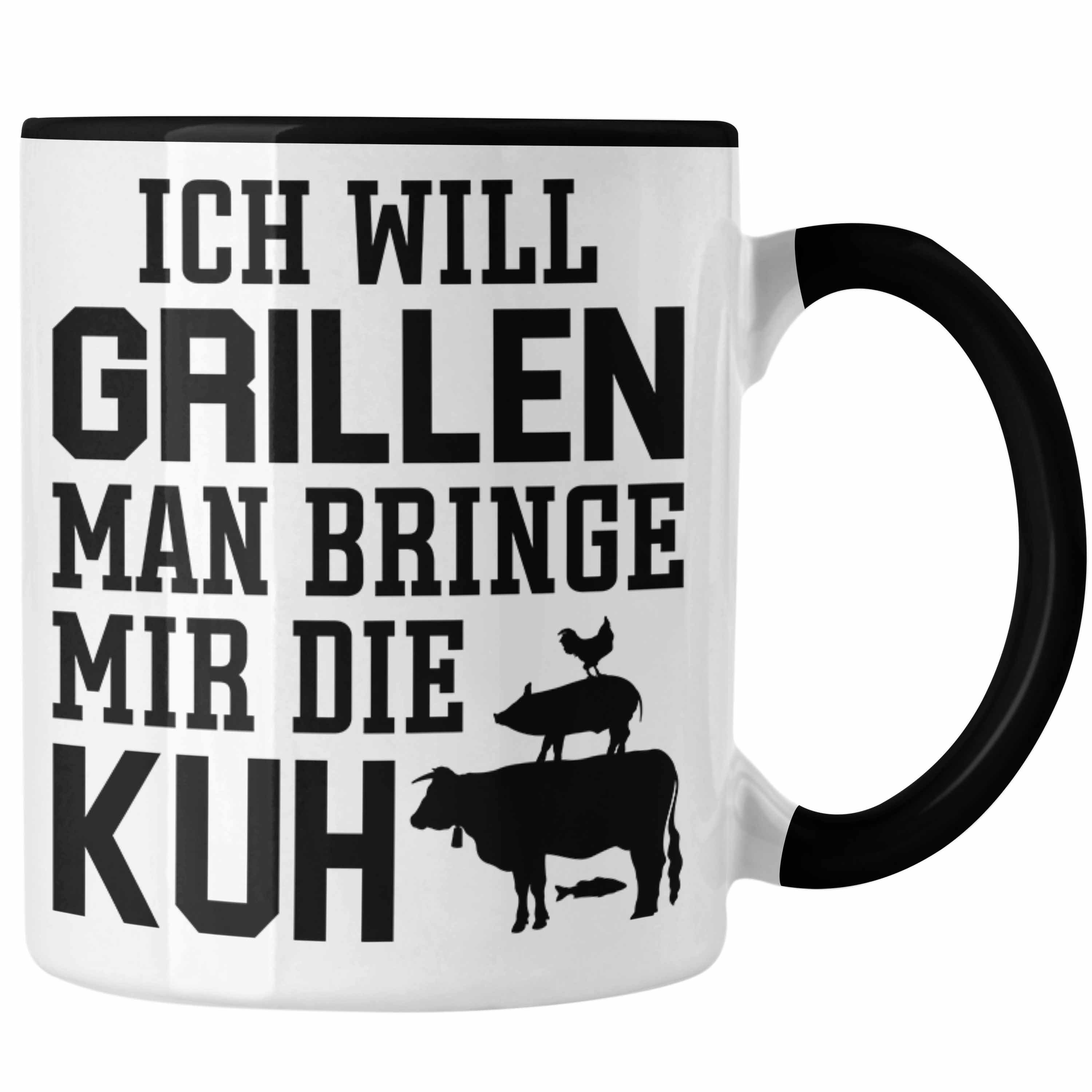 Trendation Tasse Trendation - Grill Tasse Geschenk Männer Steak Liebhaber Grillen Geschenkidee Vater Schwarz