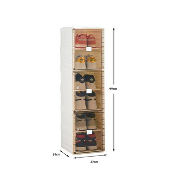 Zedelmaier Schuhschrank schuhboxen faltbare und stapelbare Schuhkartons Aufbewahrungsbox mit transparenten Türen, Magnetverschluss