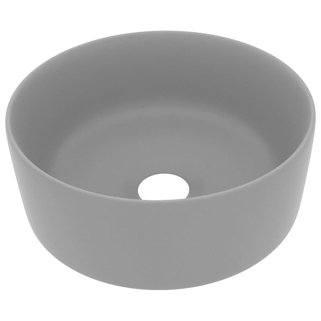 vidaXL Waschbecken NA Waschbecken Badezimmer Aufsatzwaschbecken Rund Matt Hellgrau 40x15