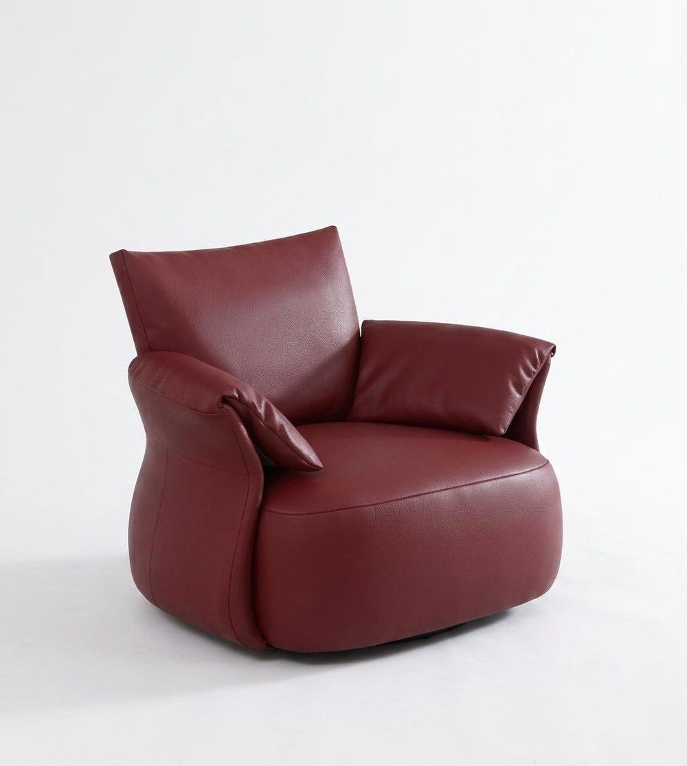 JVmoebel Loungesessel Moderner Loungesessel Bordeaux Leder mit weicher Komfortpolsterung (1-St), Made in Europa