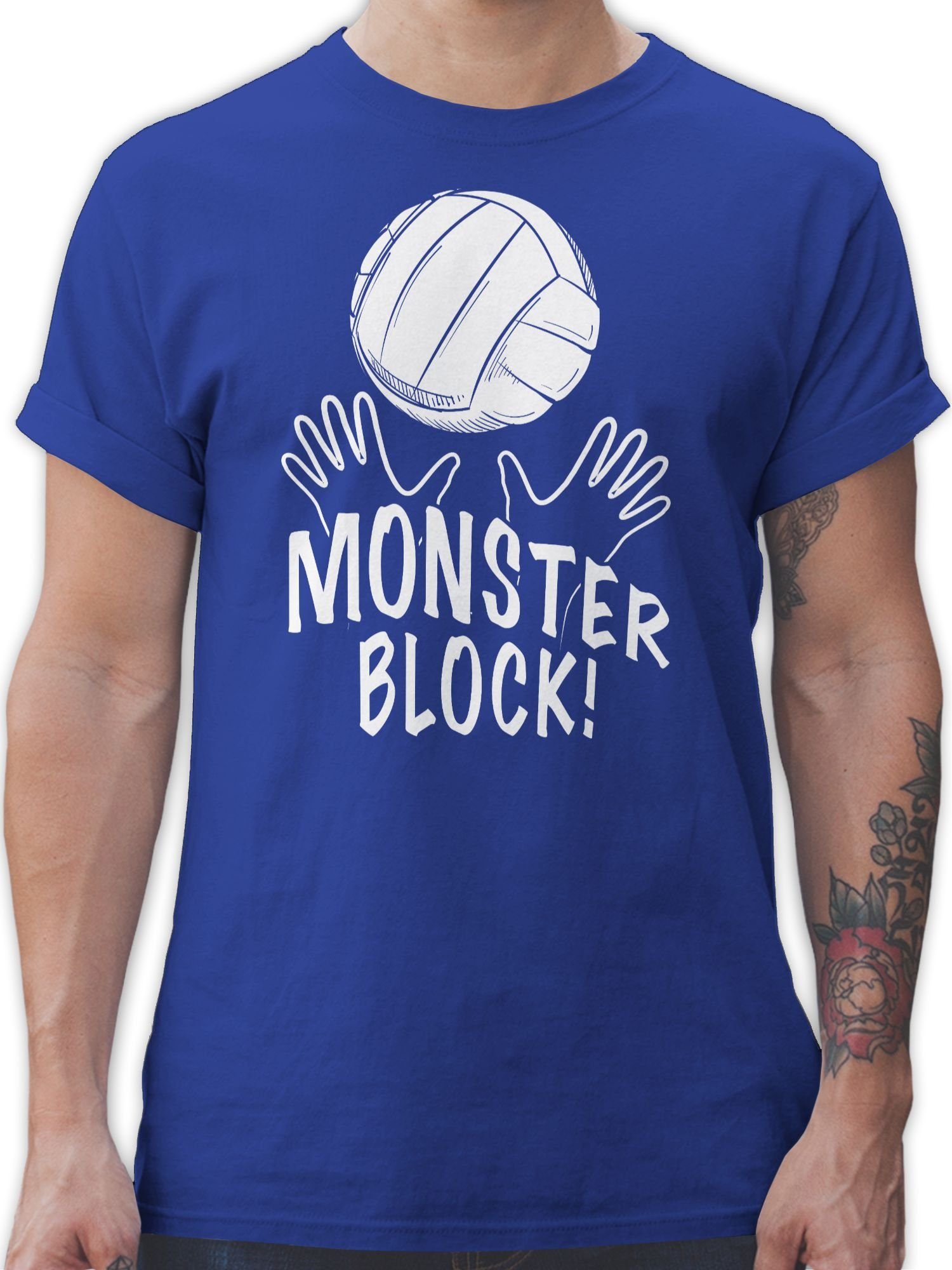 Royalblau Geschenke 02 T-Shirt Monsterblock! Volleyball Shirtracer