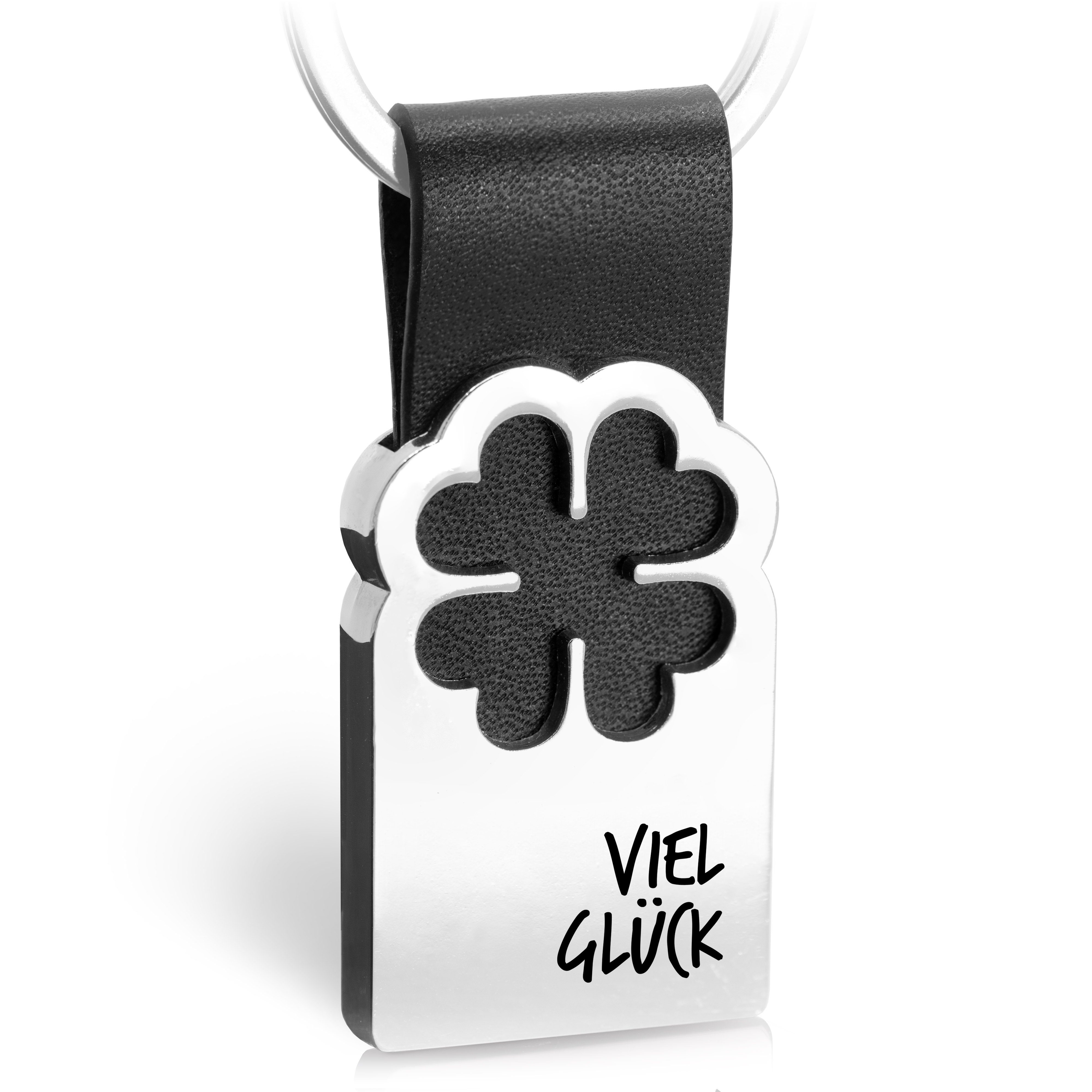 FABACH Schlüsselanhänger Leder mit Kleeblatt und Gravur - Viel Erfolg - Vie günstig online kaufen