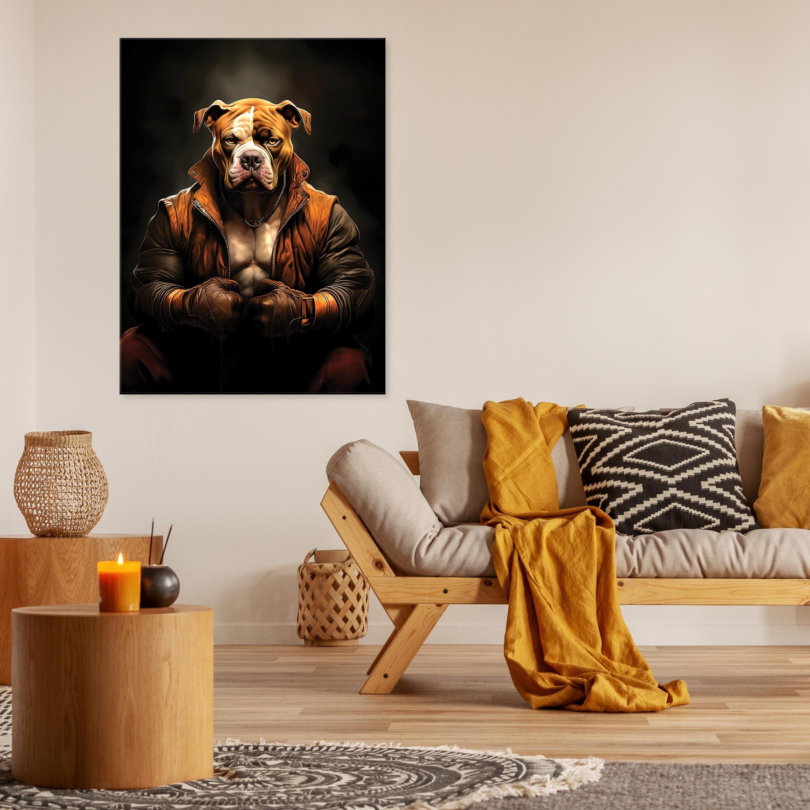 Wallarena Leinwandbild Hund Tiere - Schwarz - Modern - Hochformat - Schlafzimmer, Hund, 30x40x2cm