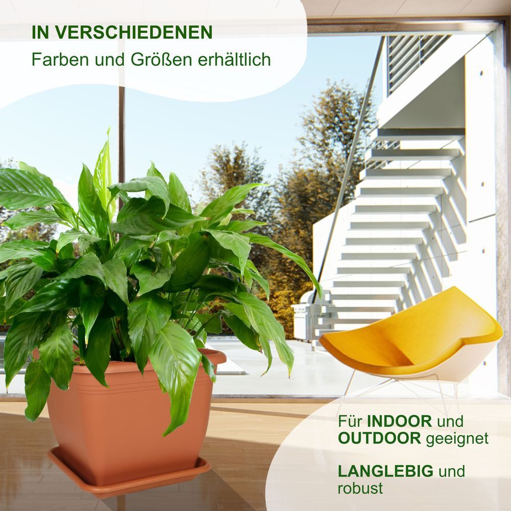 Heimwerkercenter Blumentopf MePla Untersetzer Quadrat 20x20 cm, Terrakotta, wetterfester Kunstoff – Bild 5 von 5