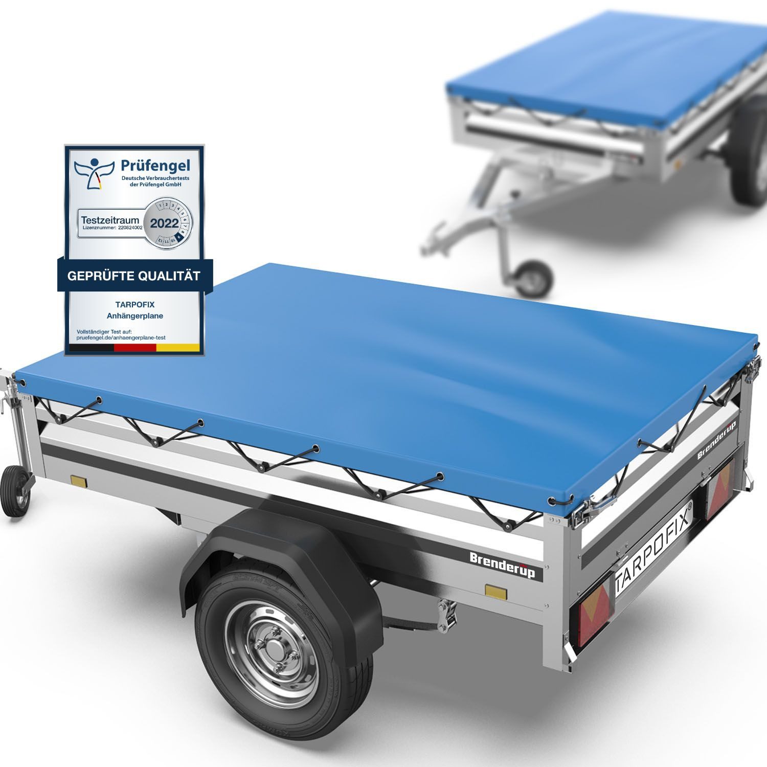 Tarpofix® Schutzplane Tarpofix Anhängerplane 212x123 cm – PVC Abdeckplane 750 kg, Flachplane Blau – universell passend, 212x123 cm