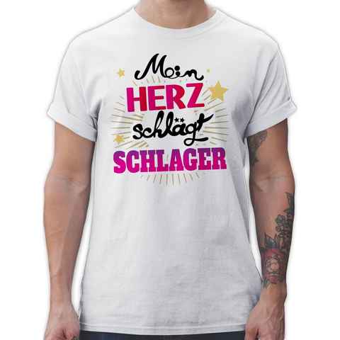 Shirtracer T-Shirt Mein Herz schlägt Schlager Outfit Schlagerparty Schlager Party Outfit