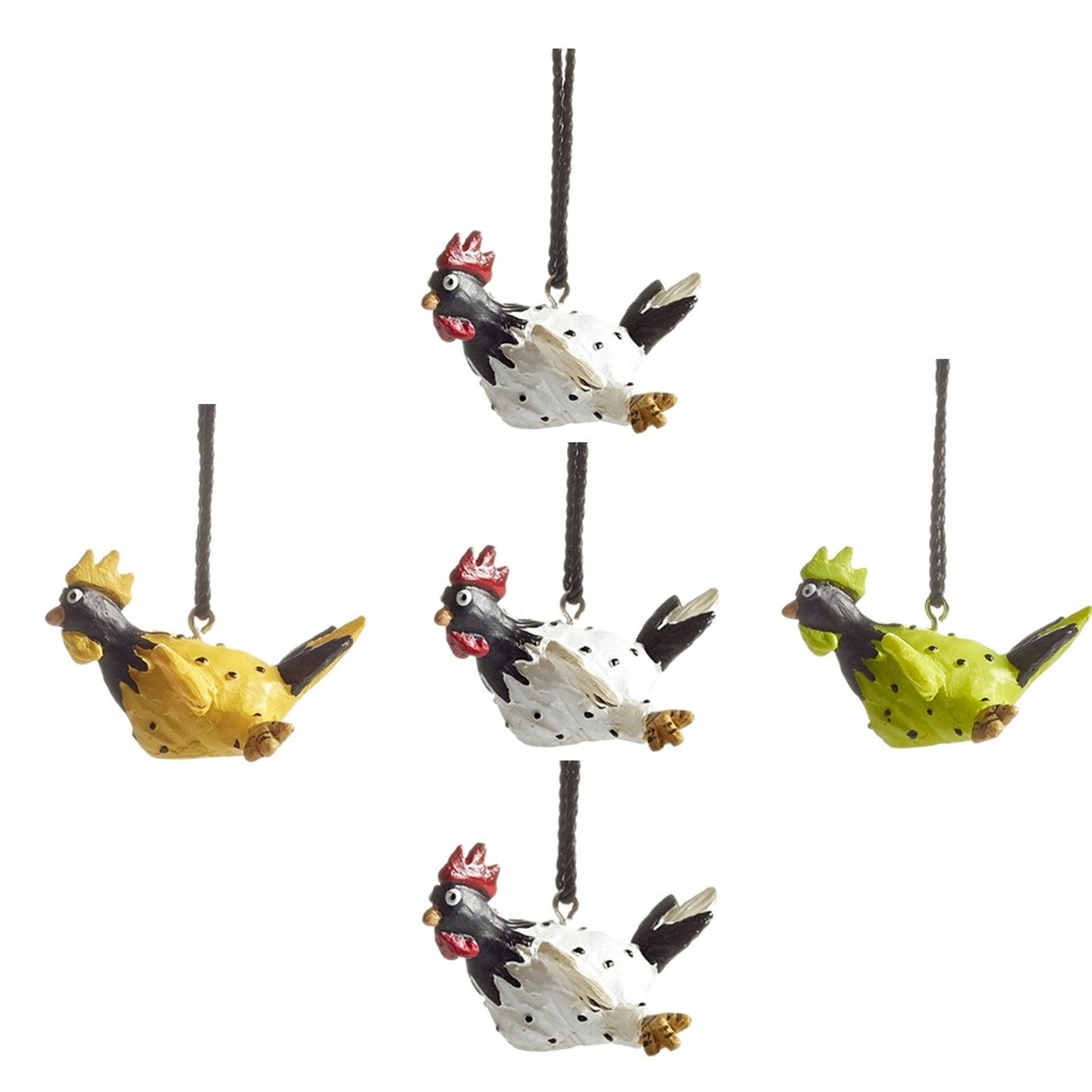 Nääsgränsgården Osterfigur Deko-Hühner mit Punkten & Baumwollband ~ versch. Varianten (Set, 5 St), schwedisches Design ~ handgefertigt/handbemalt